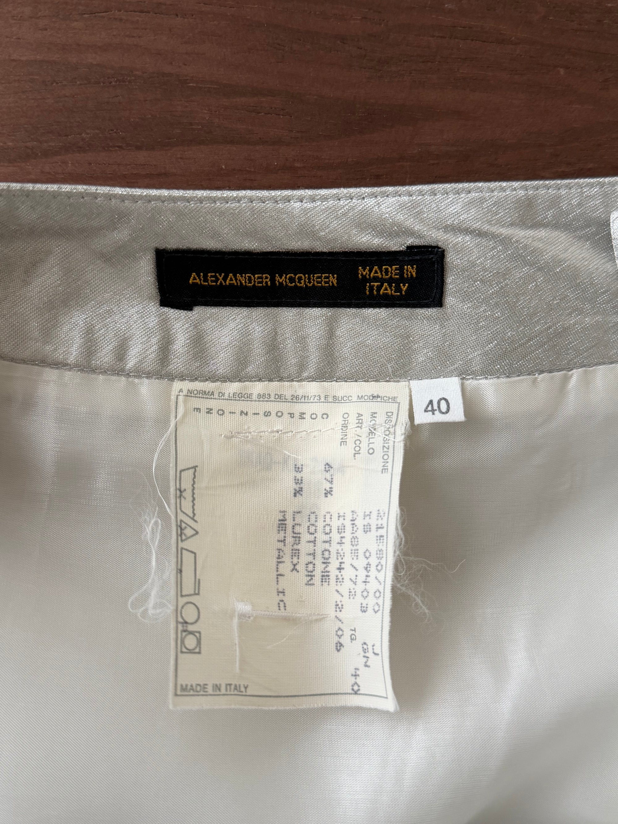 ALEXANDER MCQUEEN S/S 2000 METALLIC MAXI SKIRT