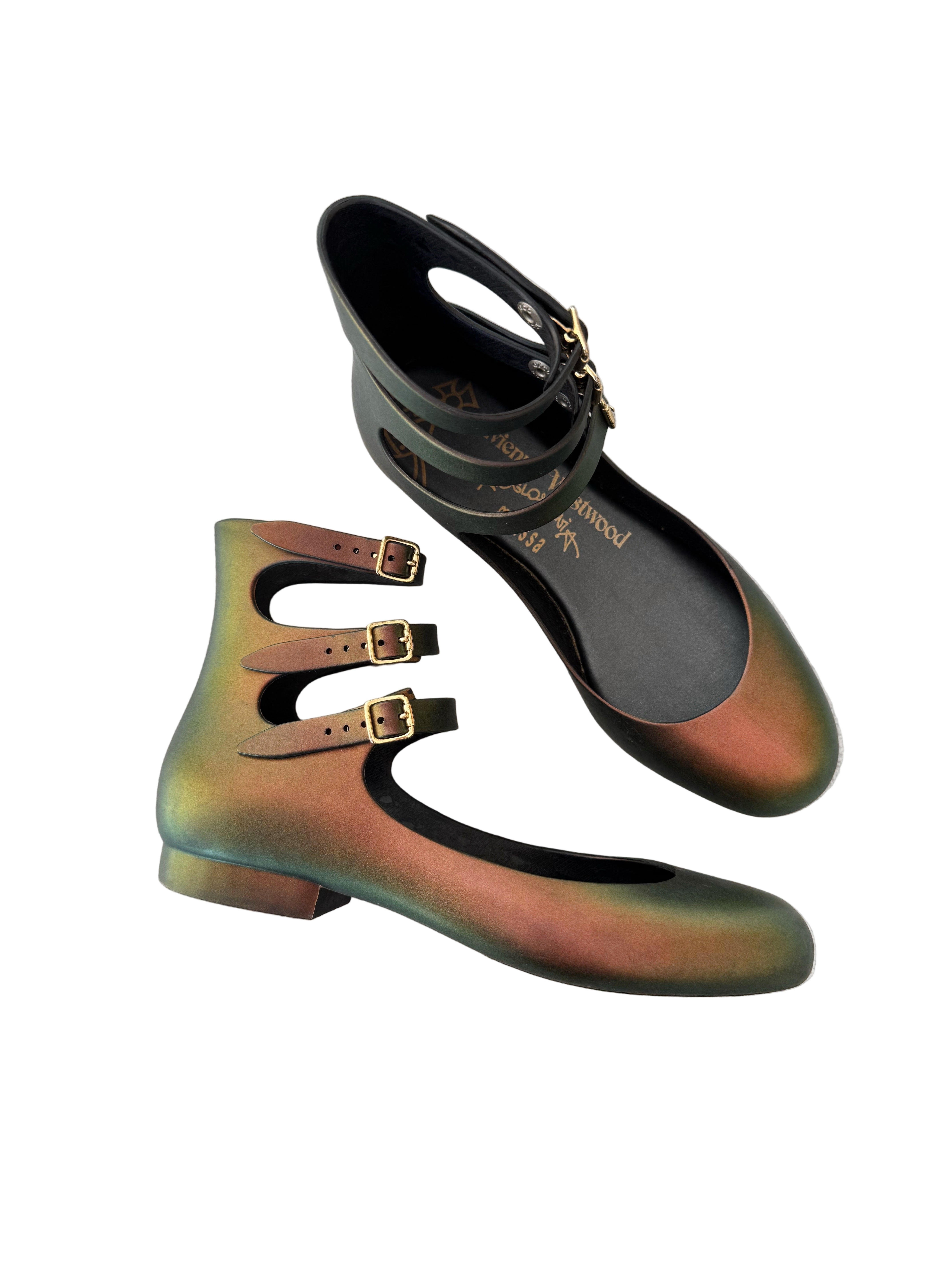 レア Vivienne Westwood × melissa R-8888 VIVIENNE WESTWOOD x MELISSA 00s IRIDESCENT BALLET FLATS – ARIA HAIA