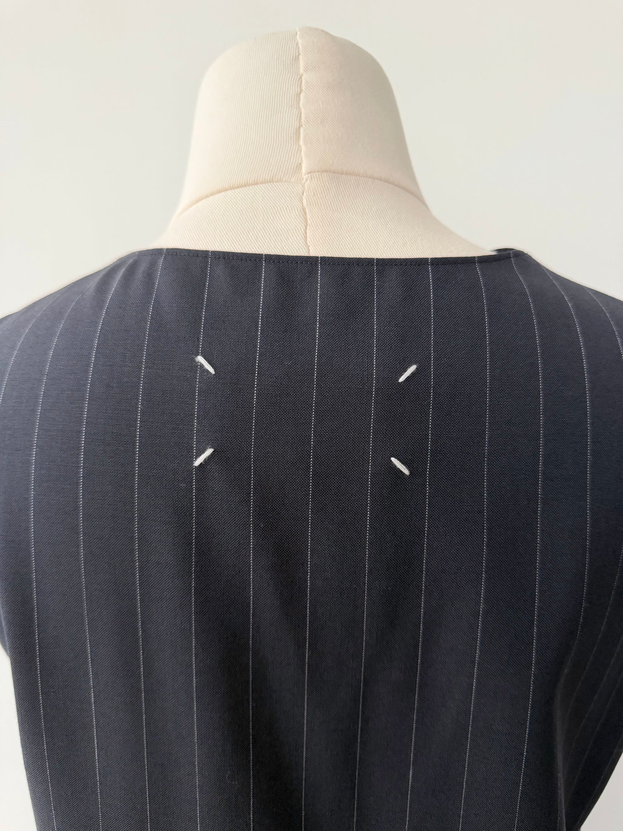 MAISON MARGIELA PINSTRIPE FRONT TWIST DRESS