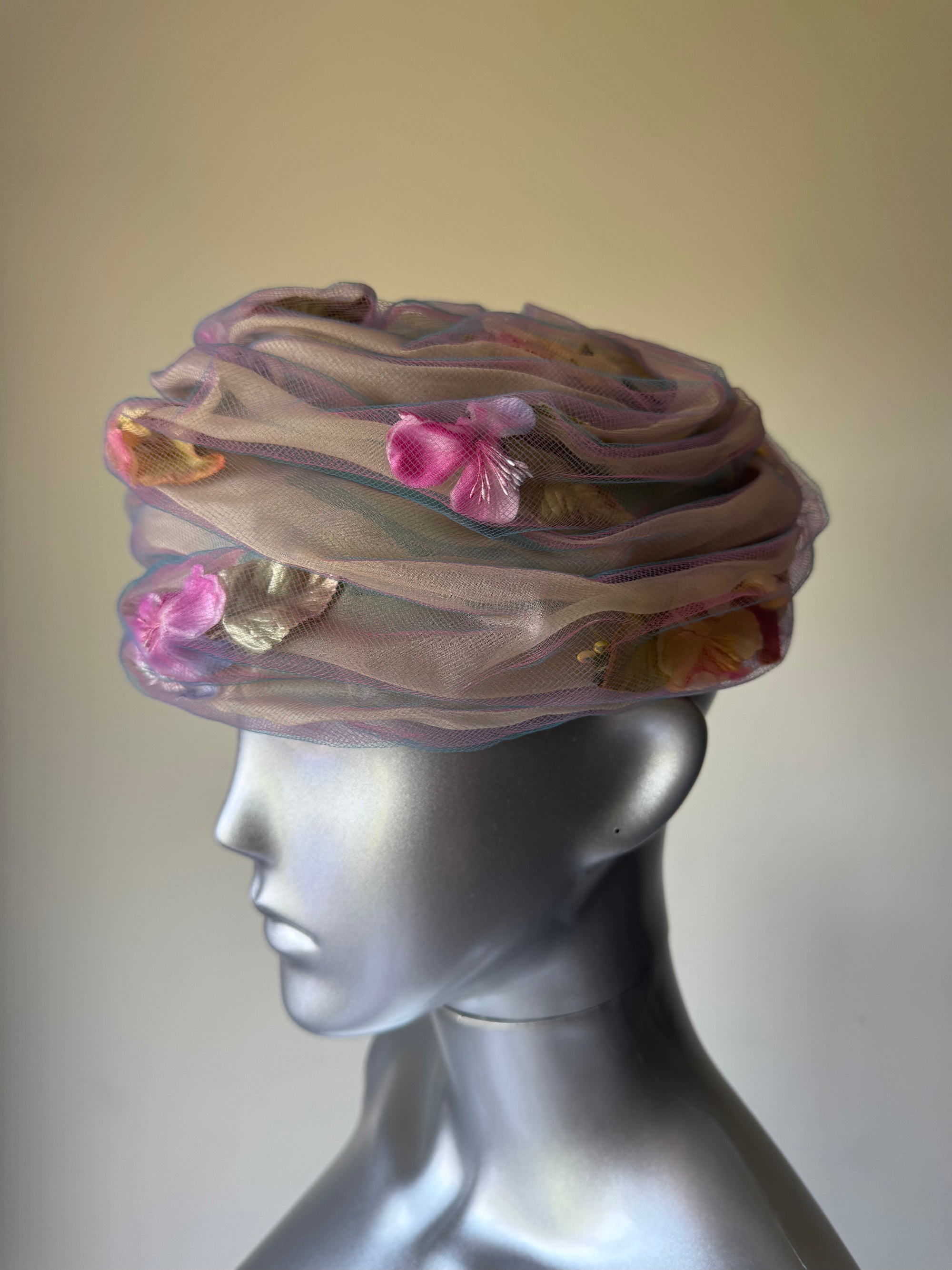 CHRISTIAN DIOR 50s PASTEL PETAL TURBAN