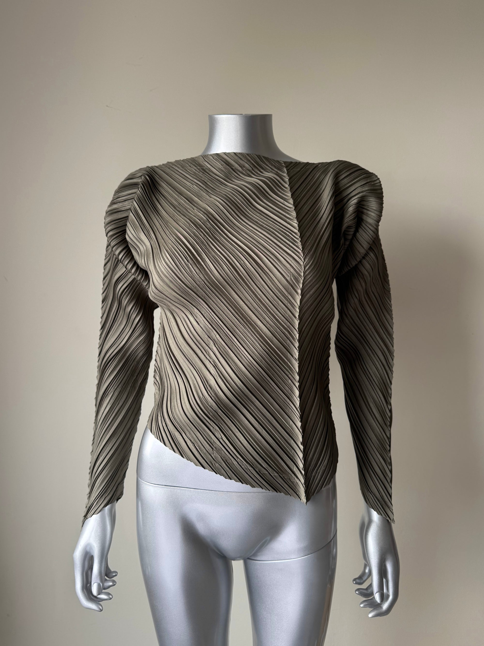 ISSEY MIYAKE 80s OLIVE PLEATED TOP