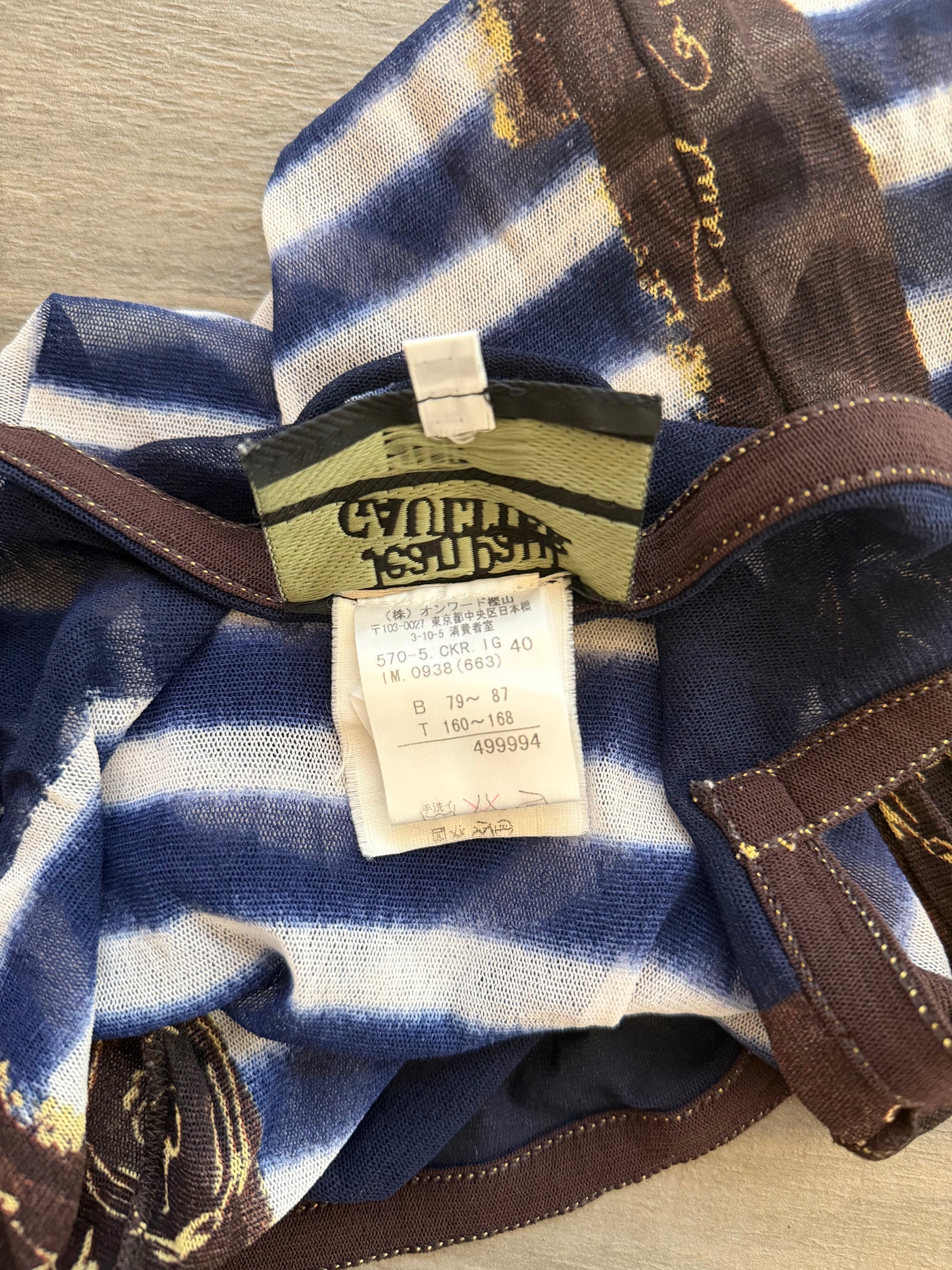 JEAN PAUL GAULTIER S/S 2001 STRIPED MESH TOP