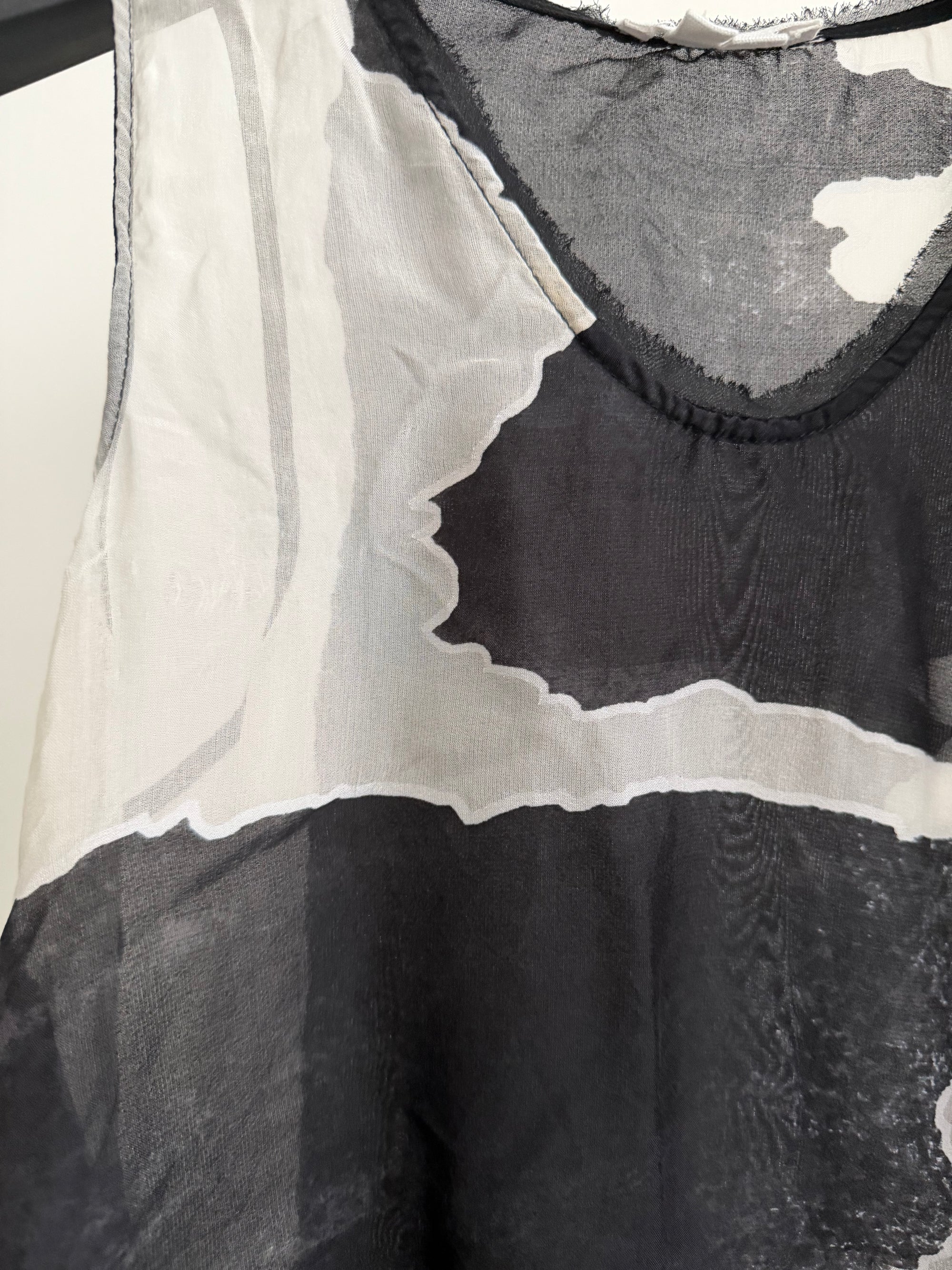 HELMUT LANG 00s ASYMMETRICAL SHEER TOP