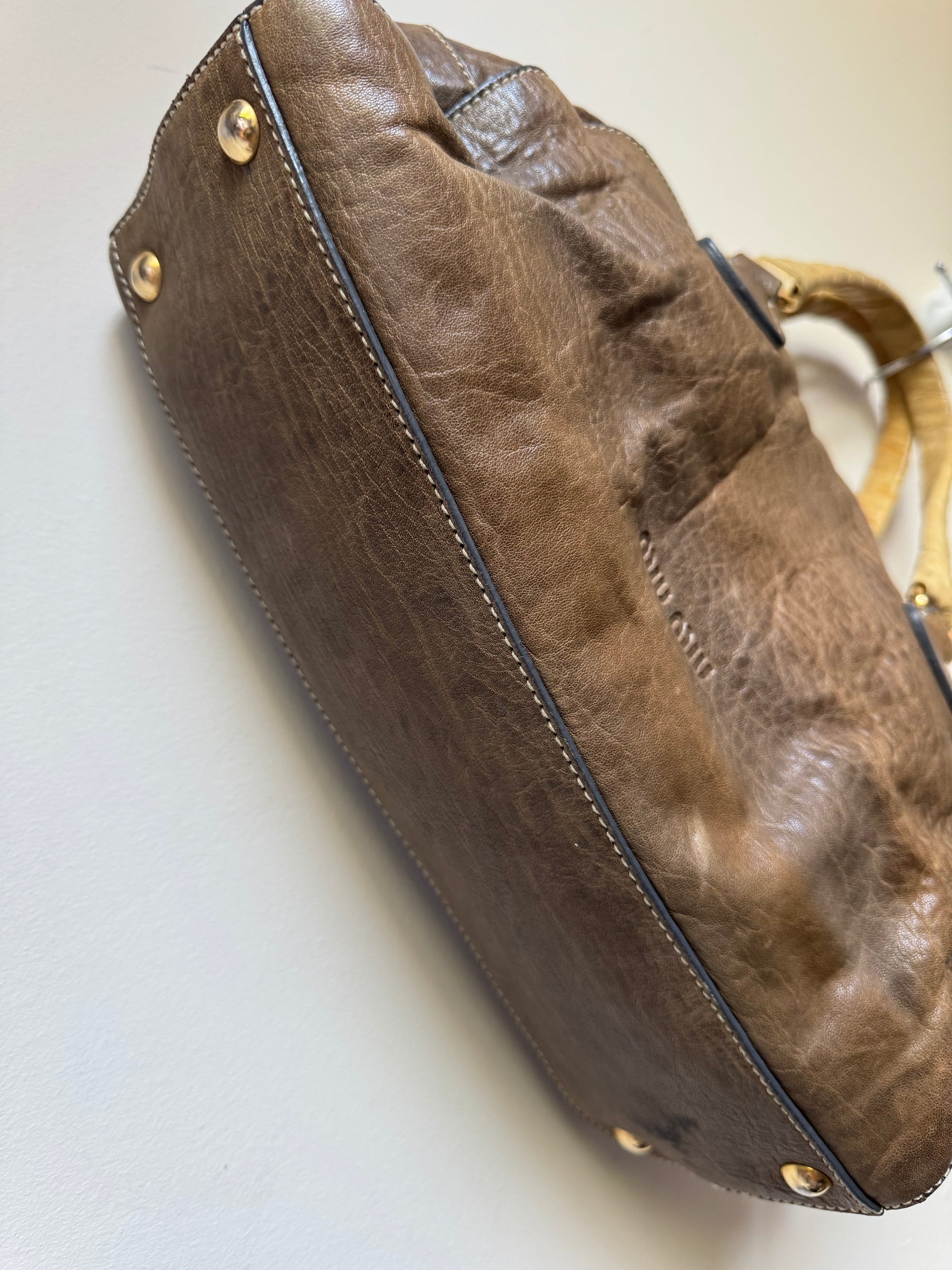 MIU MIU 00s CROC-EMBOSSED BOSTON BAG