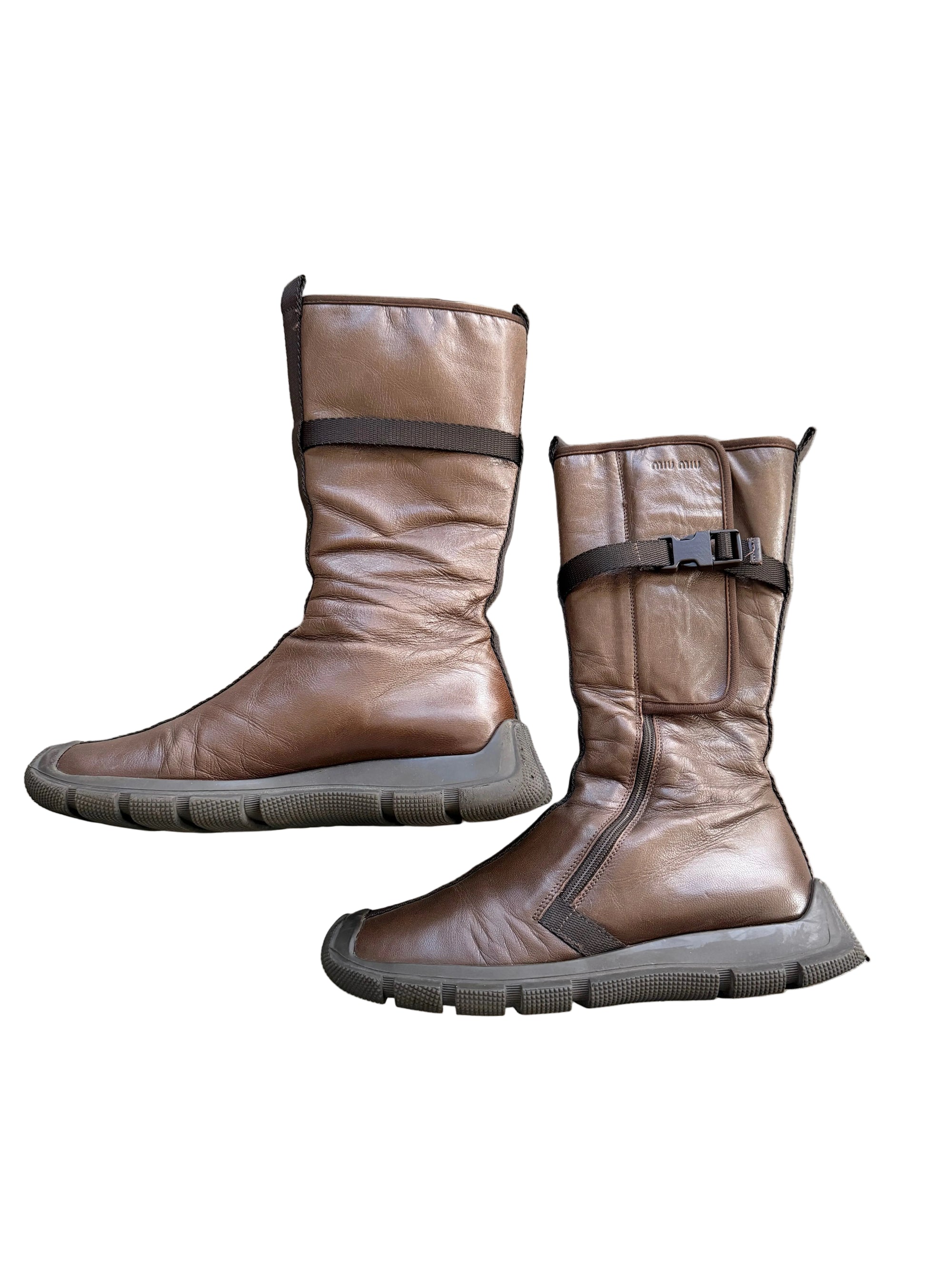 MIU MIU F/W 1999 UTILITARIAN LEATHER BOOTS