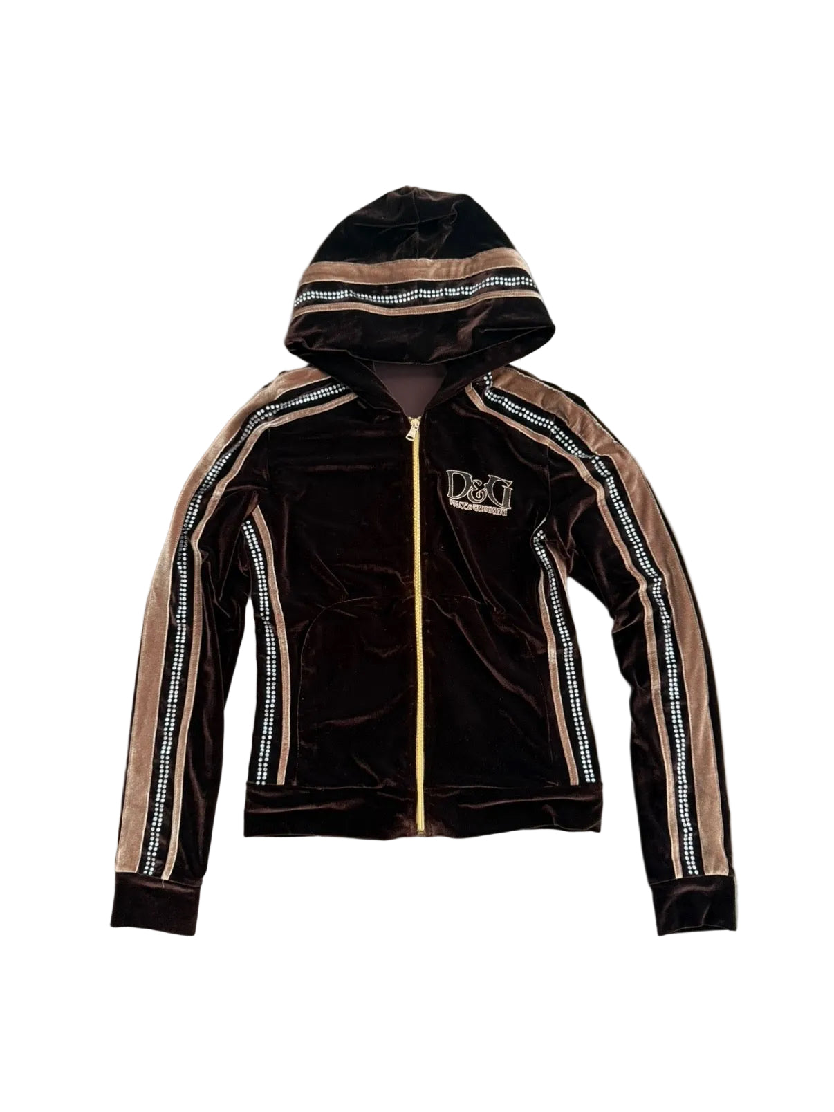 DOLCE AND GABBANA 00s VELVET RHINSTONE HOODIE