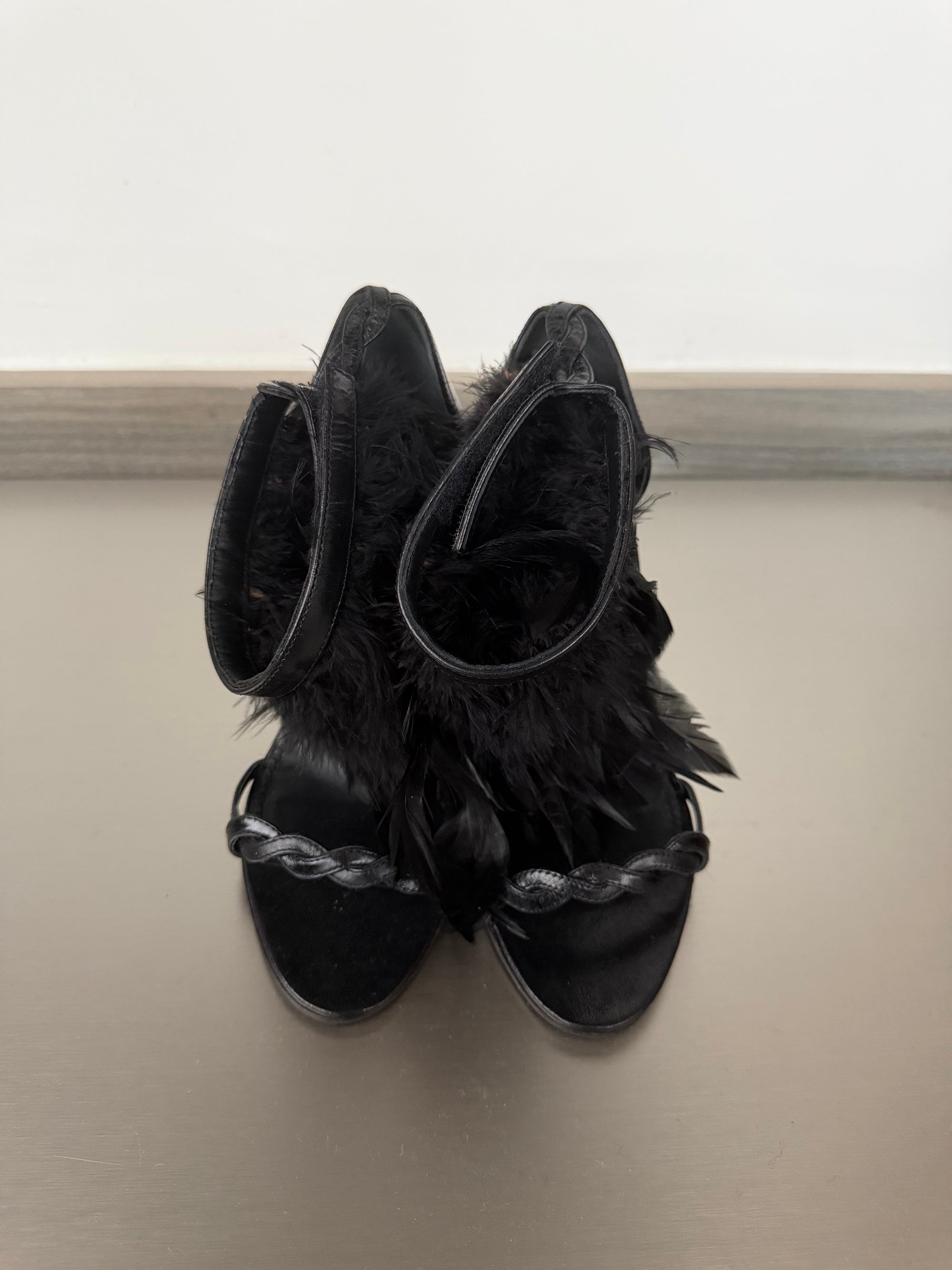 GIVENCHY BY RICCARDO TISCI FEATHER ANKLE HEELS