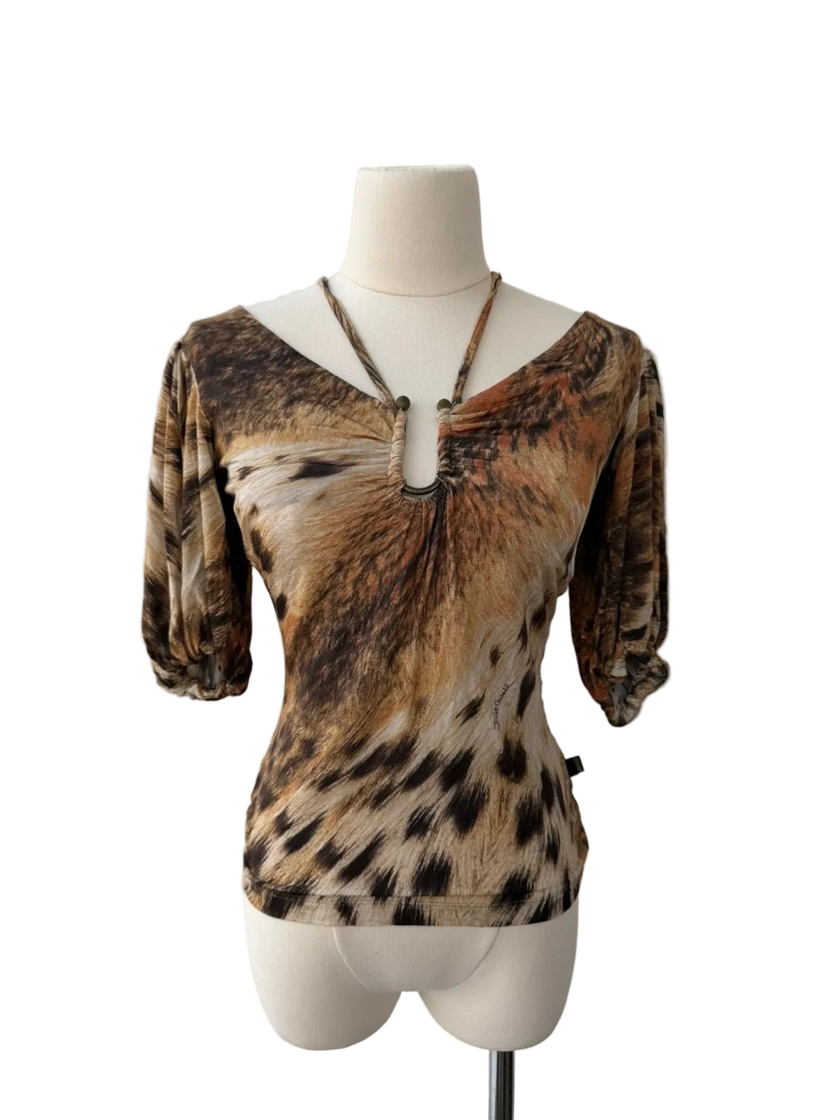 JUST CAVALLI 00s CHEETAH PRINT TOP