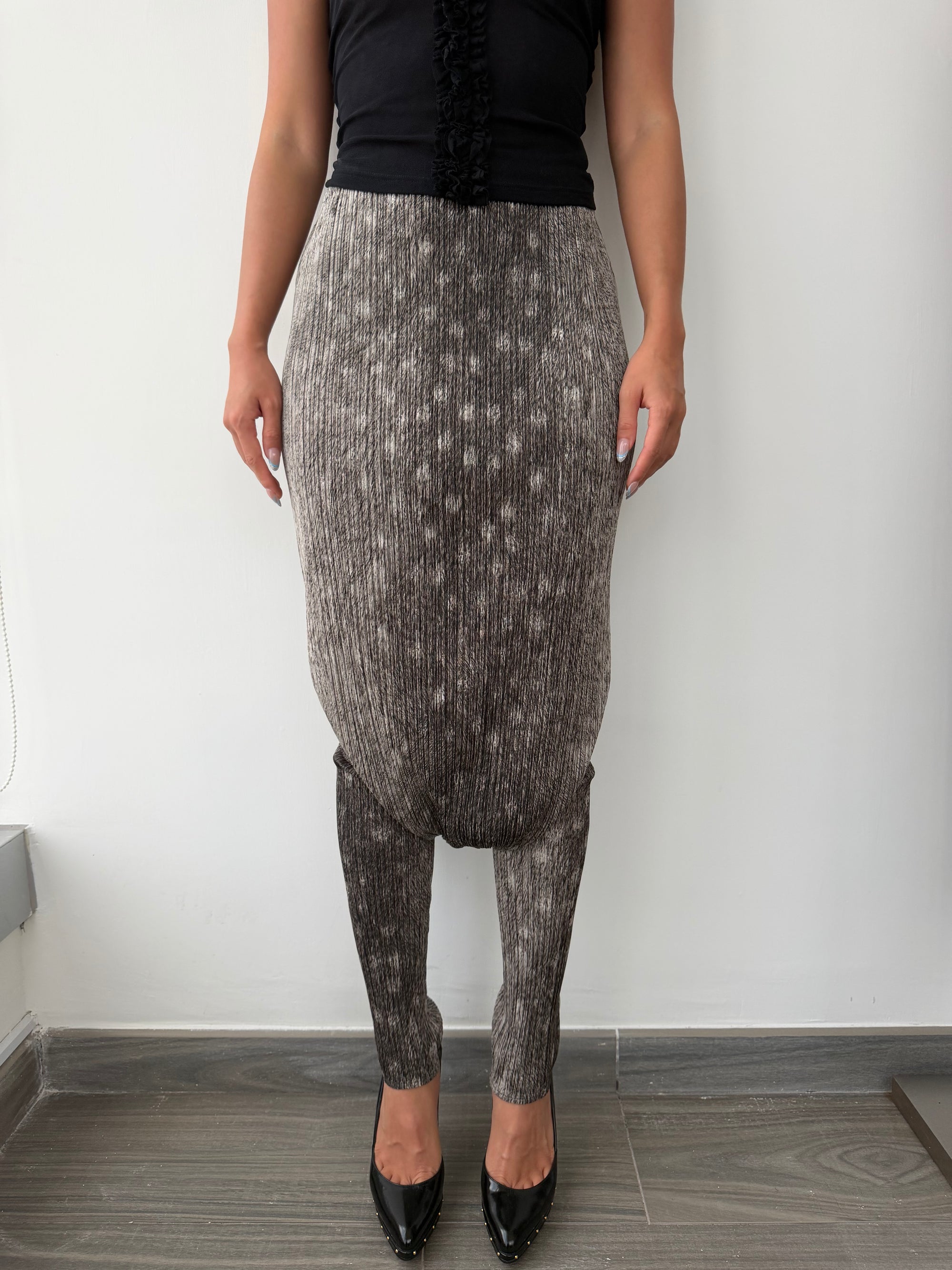 PLEATS PLEASE F/W 2003 DEER PRINT SKIRT-PANTS