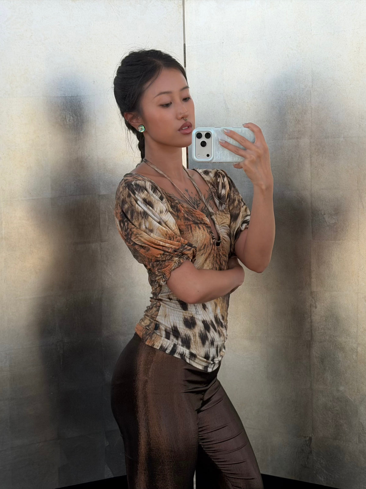 JEAN PAUL GAULTIER 90s BRONZE METALLIC LEGGING