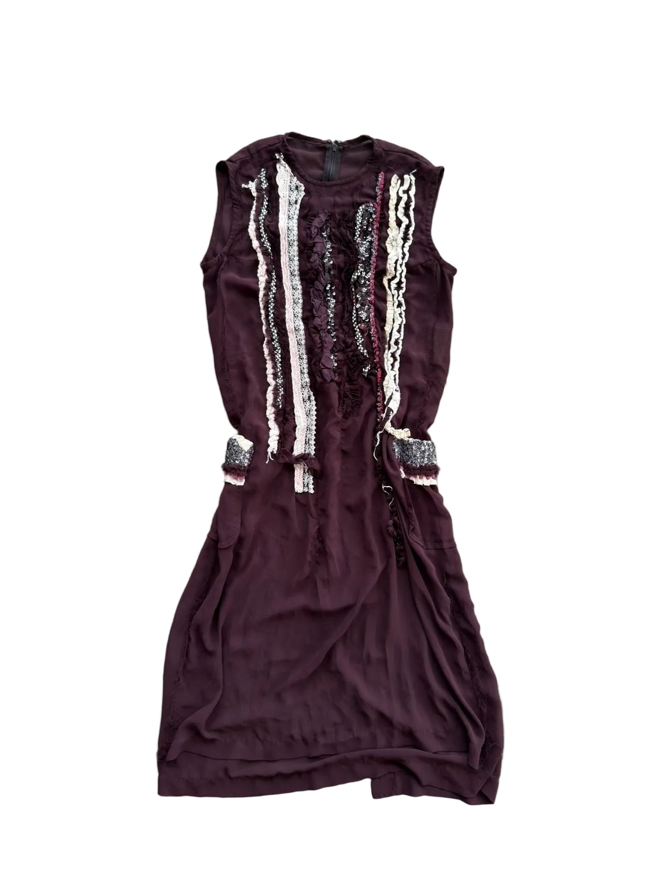 COMME DES GARCONS S/S 2006 BURGUNDY LACE DRESS