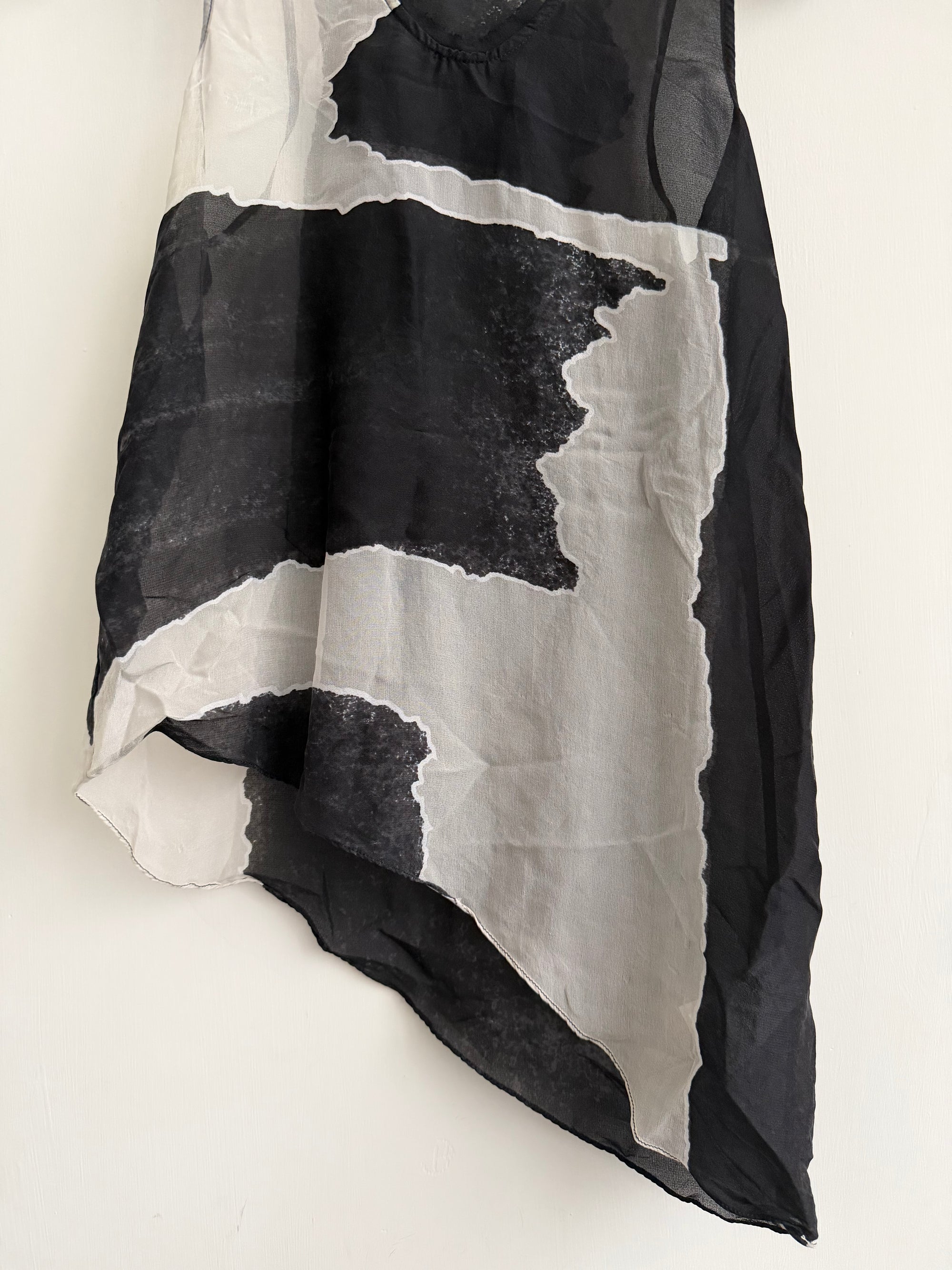 HELMUT LANG 00s ASYMMETRICAL SHEER TOP