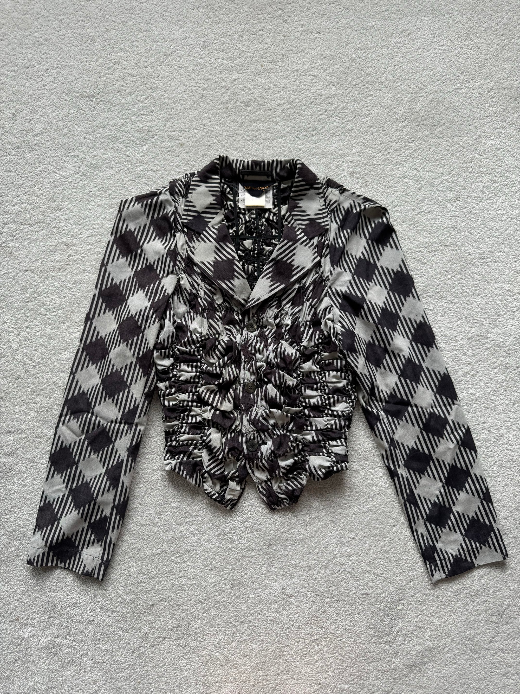 COMME DES GARCONS S/S 1989 RUCHED PATTERNED BLAZER