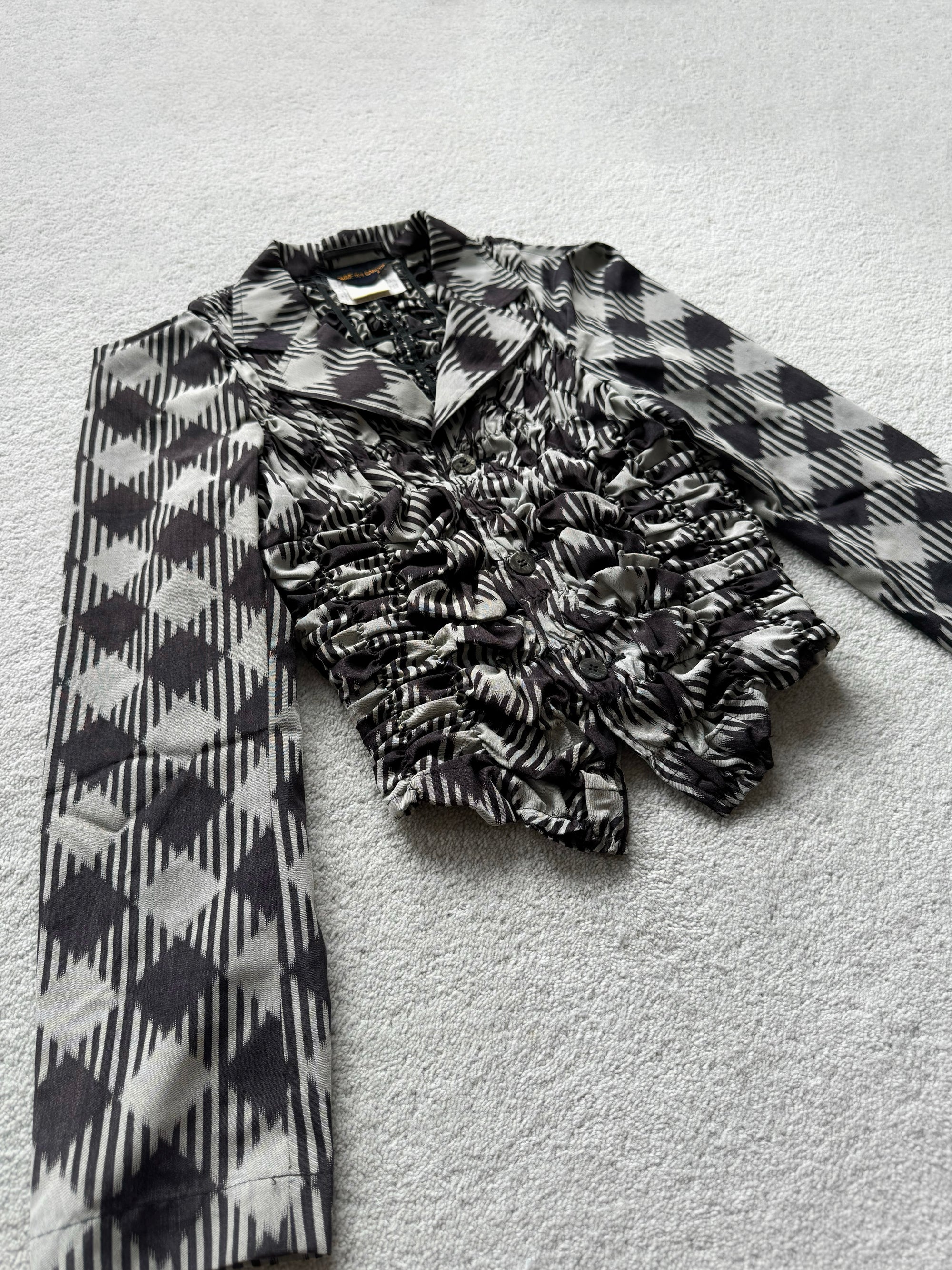 COMME DES GARCONS S/S 1989 RUCHED PATTERNED BLAZER