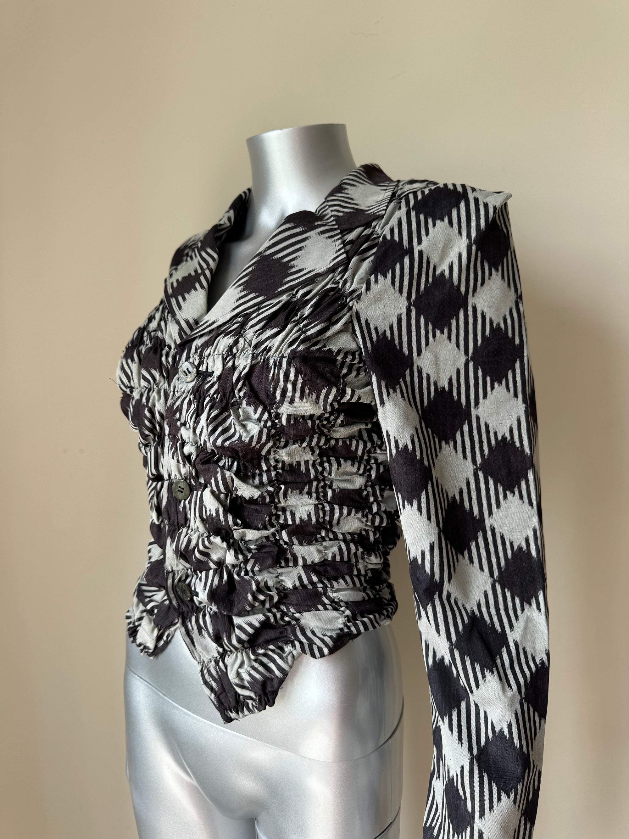 COMME DES GARCONS S/S 1989 RUCHED PATTERNED BLAZER
