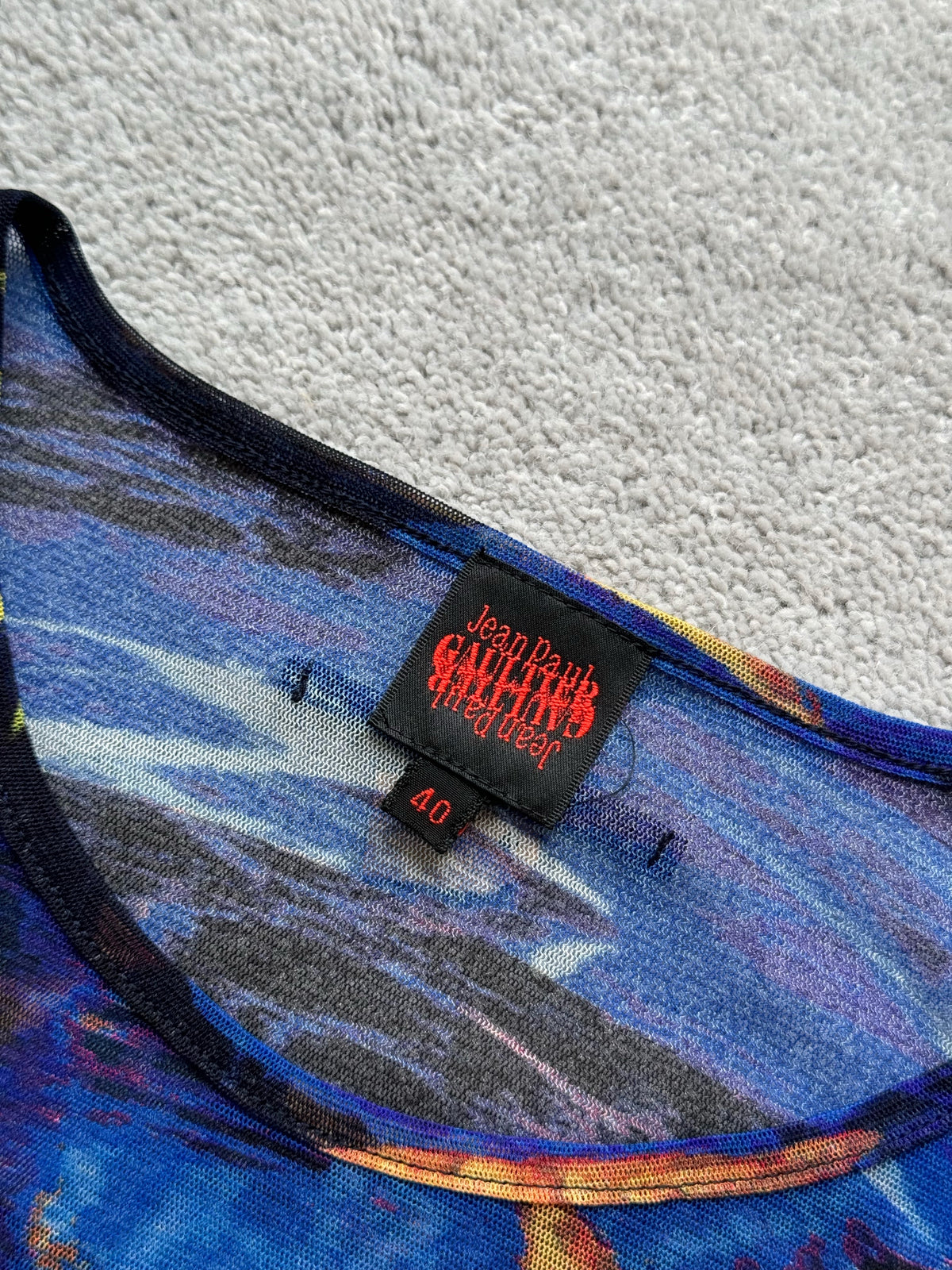 JEAN PAUL GAULTIER 90s ANGEL PRINT MESH TOP