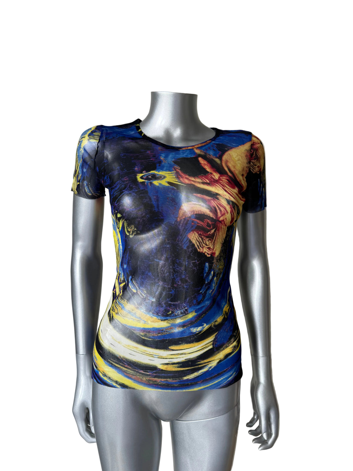 JEAN PAUL GAULTIER 90s ANGEL PRINT MESH TOP