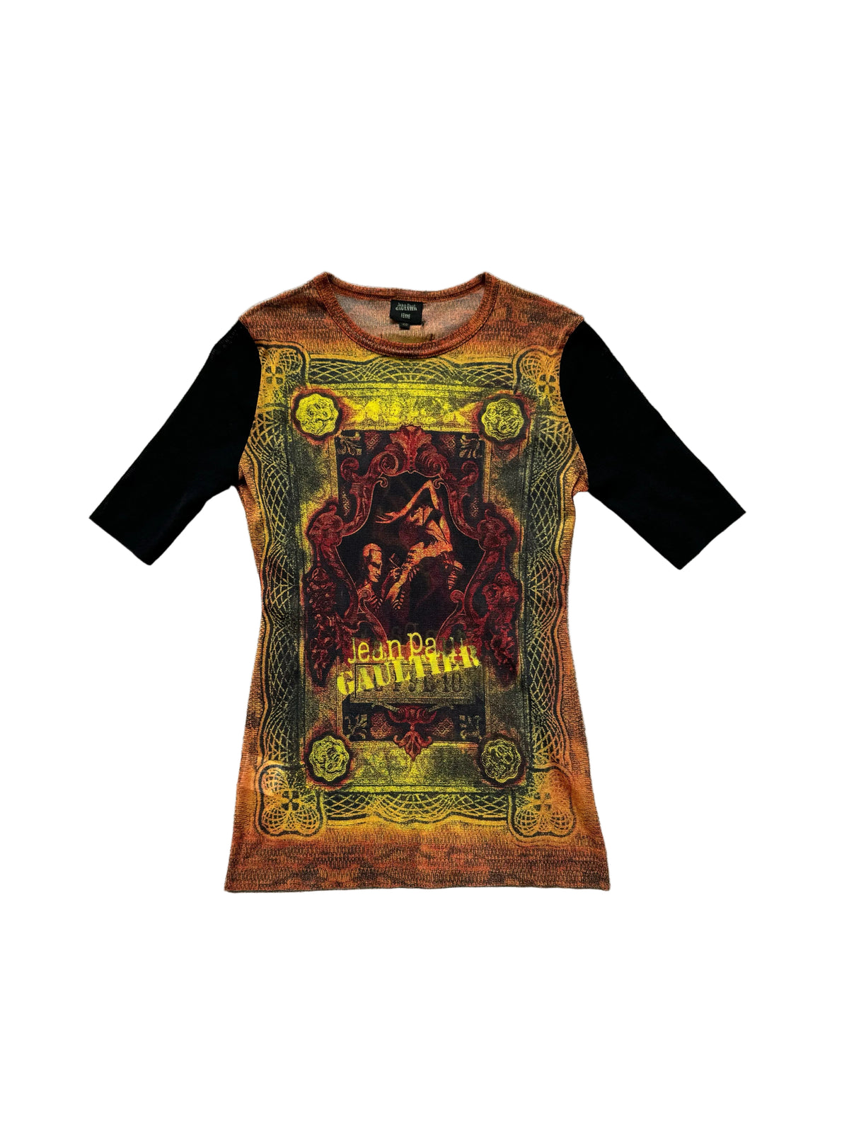 JEAN PAUL GAULTIER F/W 1995 MONEY PRINT MESH TOP