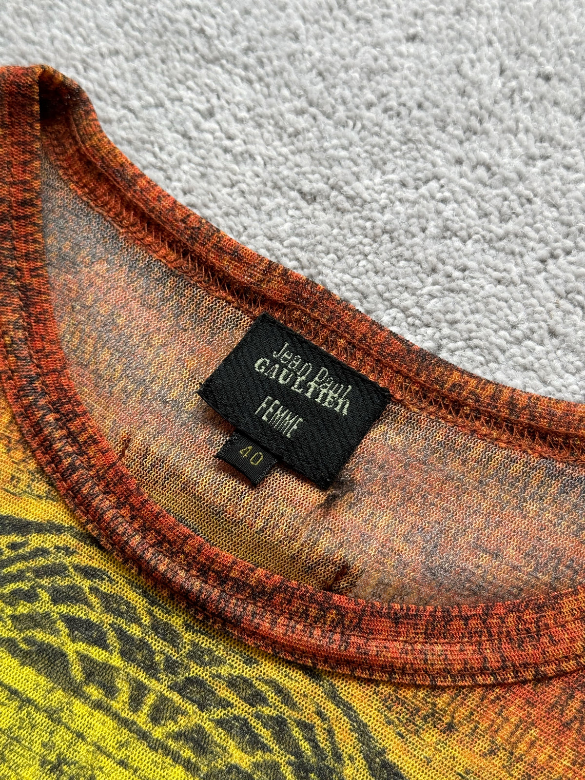 JEAN PAUL GAULTIER F/W 1995 MONEY PRINT MESH TOP