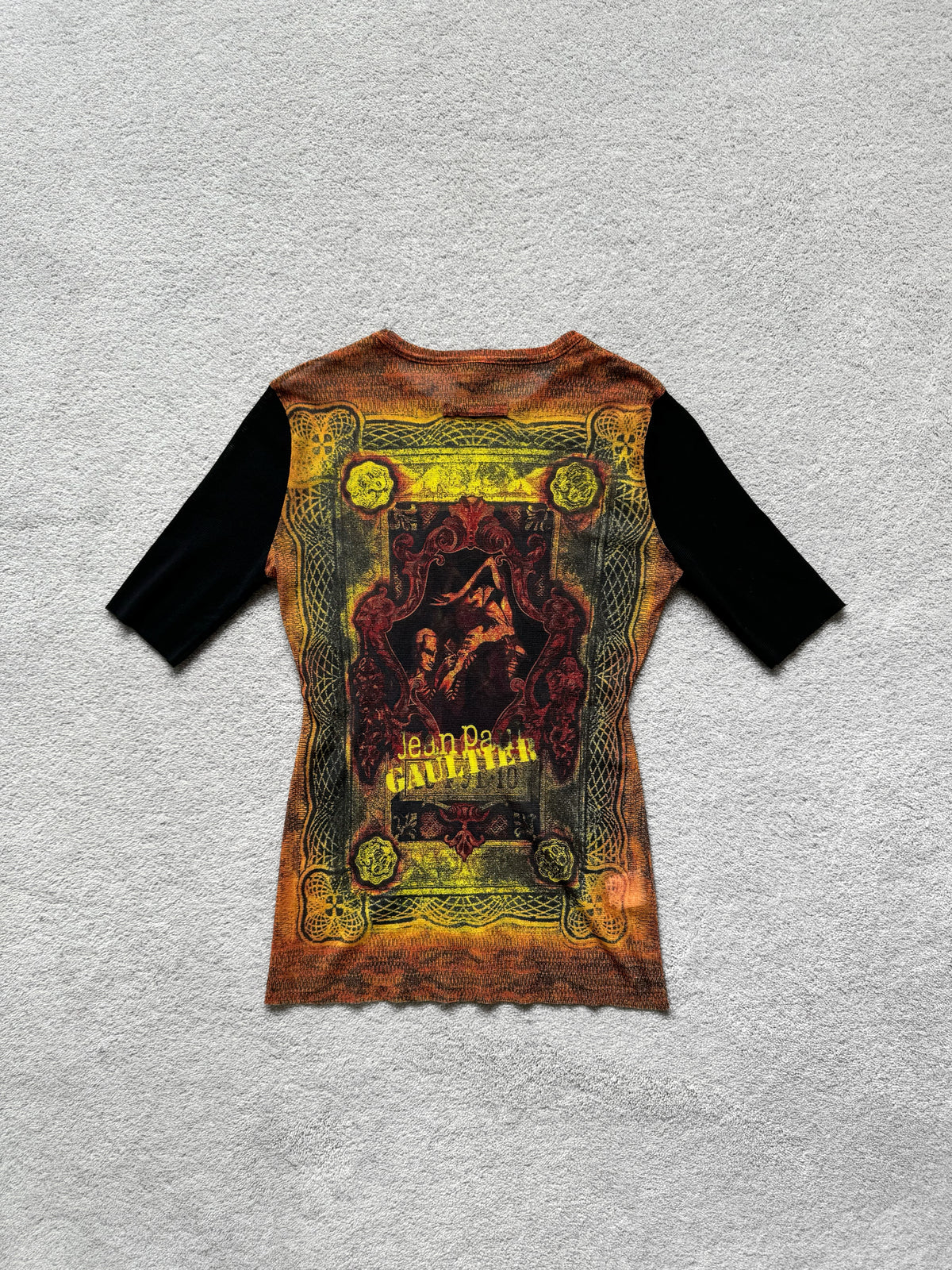 JEAN PAUL GAULTIER F/W 1995 MONEY PRINT MESH TOP