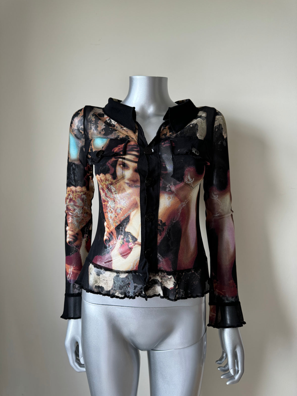 JEAN PAUL GAULTIER 90s TATTOO GIRL MESH TOP