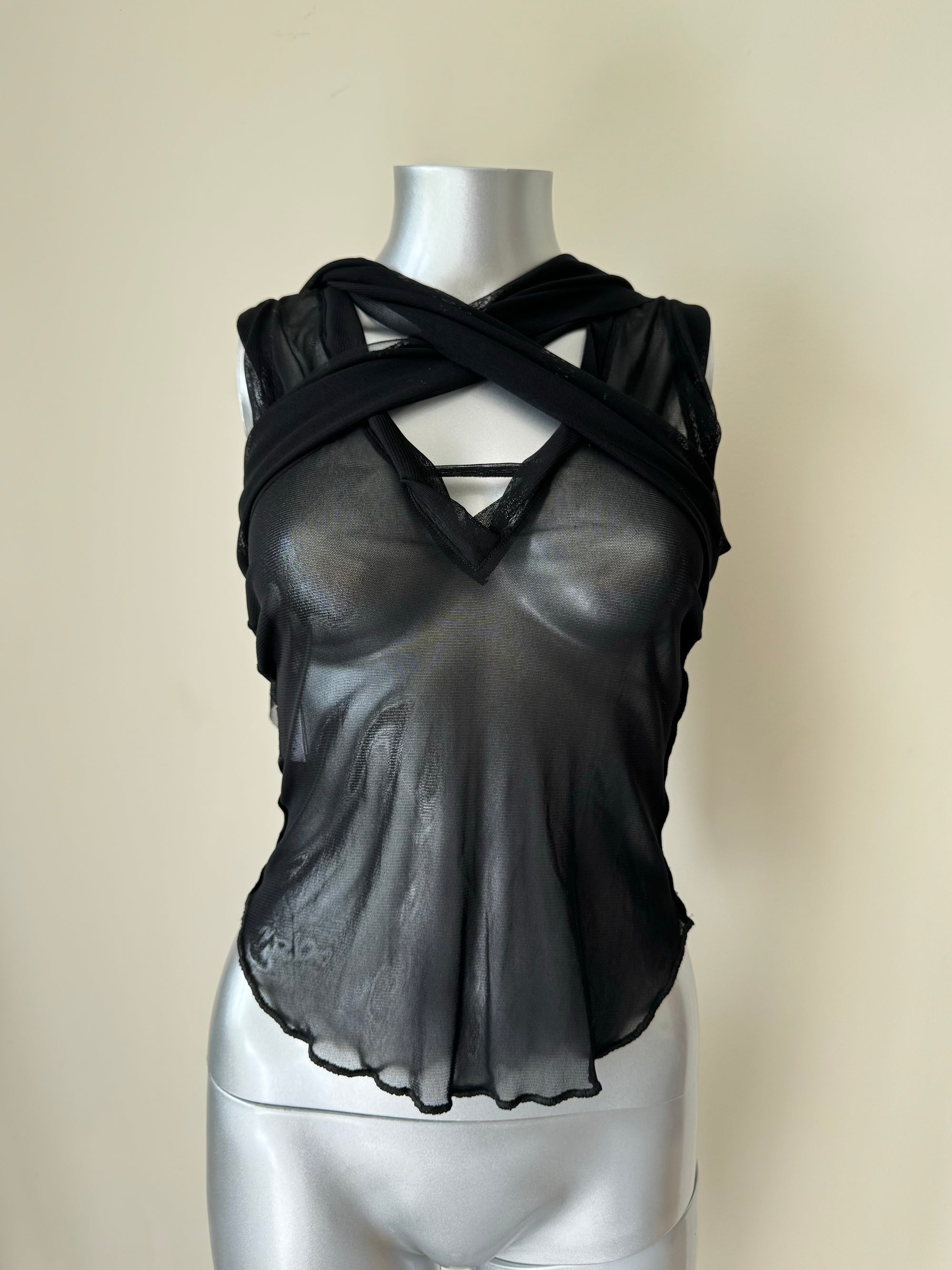 JEAN PAUL GAULTIER 00s TIE UP MESH TOP