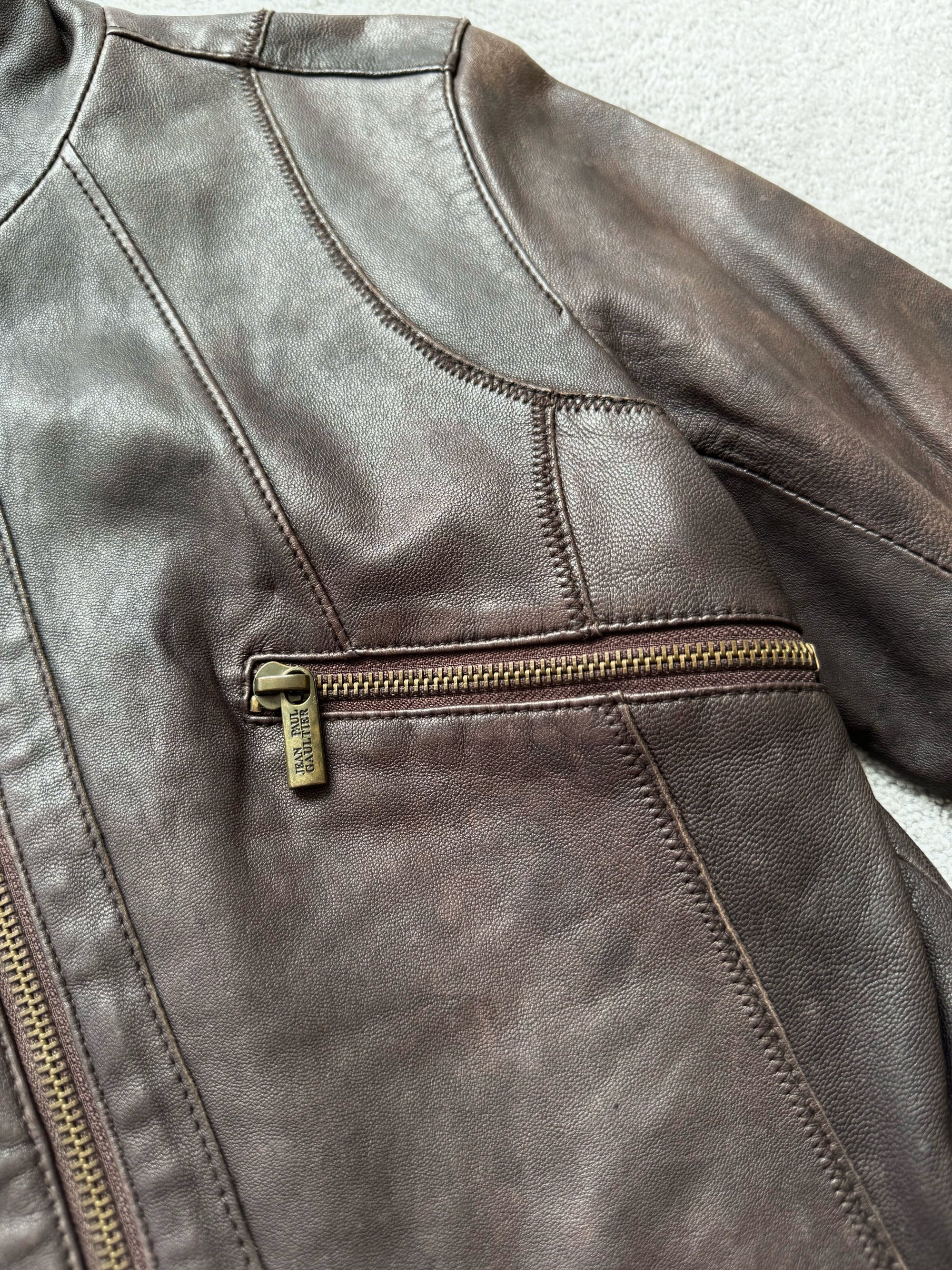 JEAN PAUL GAULTIER BROWN LEATHER JACKET