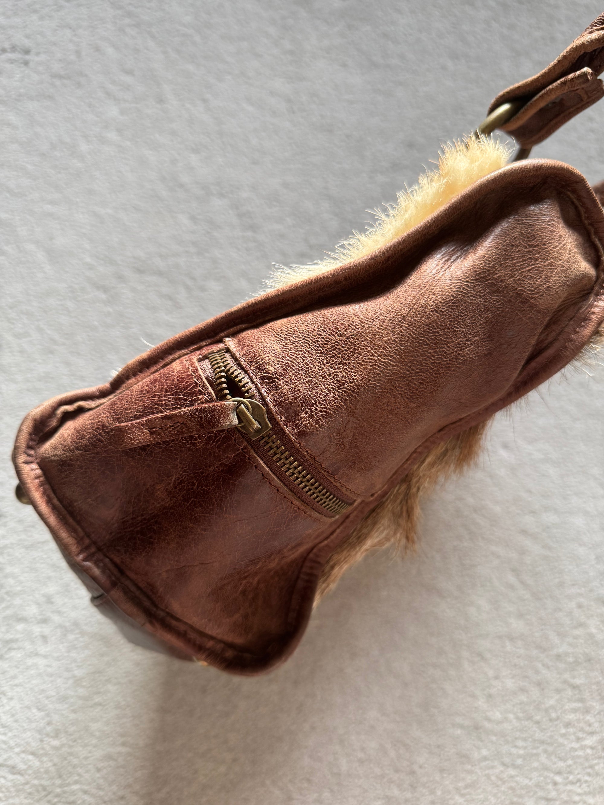 DOLCE AND GABBANA 00s PONY HAIR LEATHER BAG