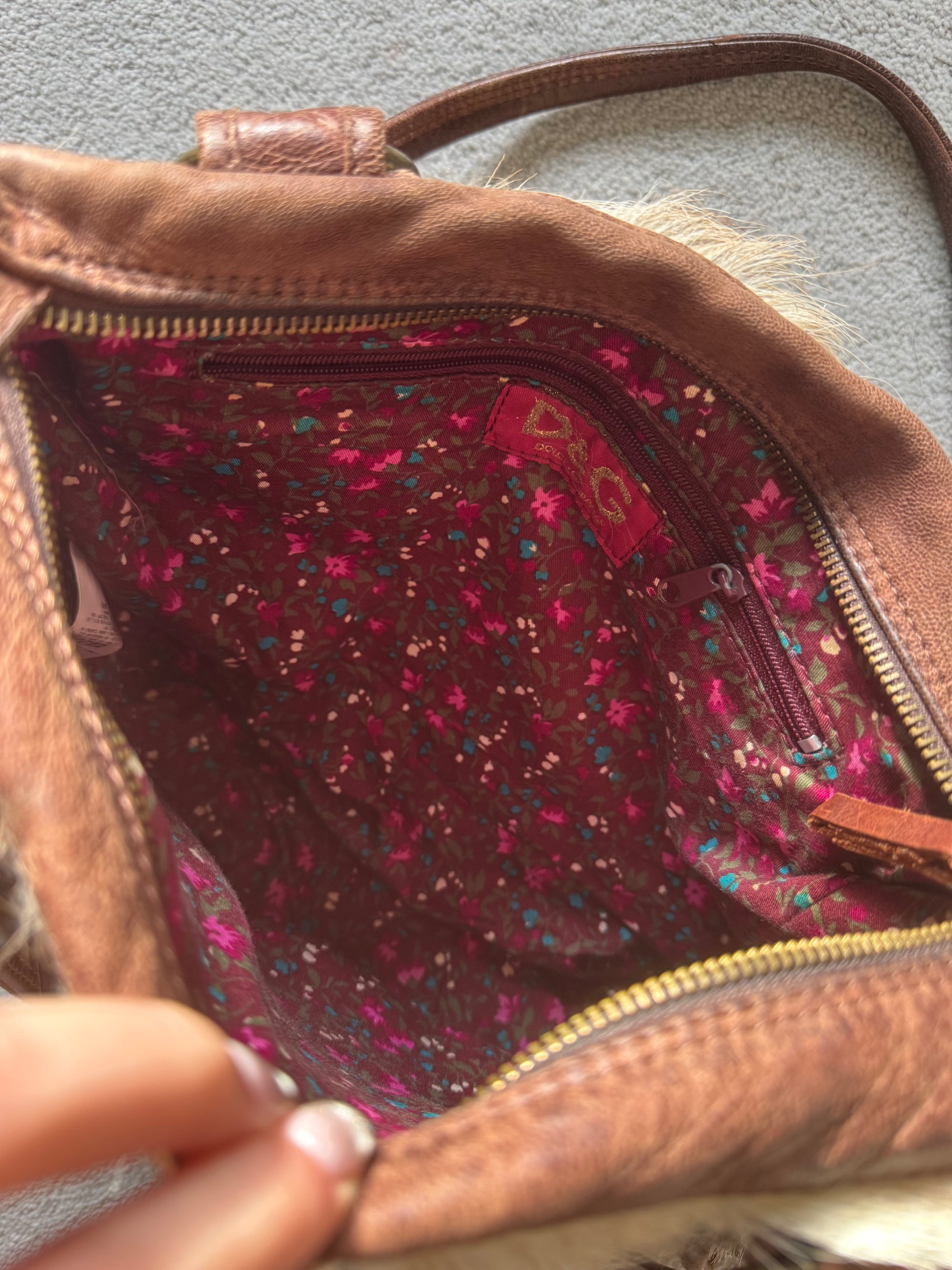 DOLCE AND GABBANA 00s PONY HAIR LEATHER BAG
