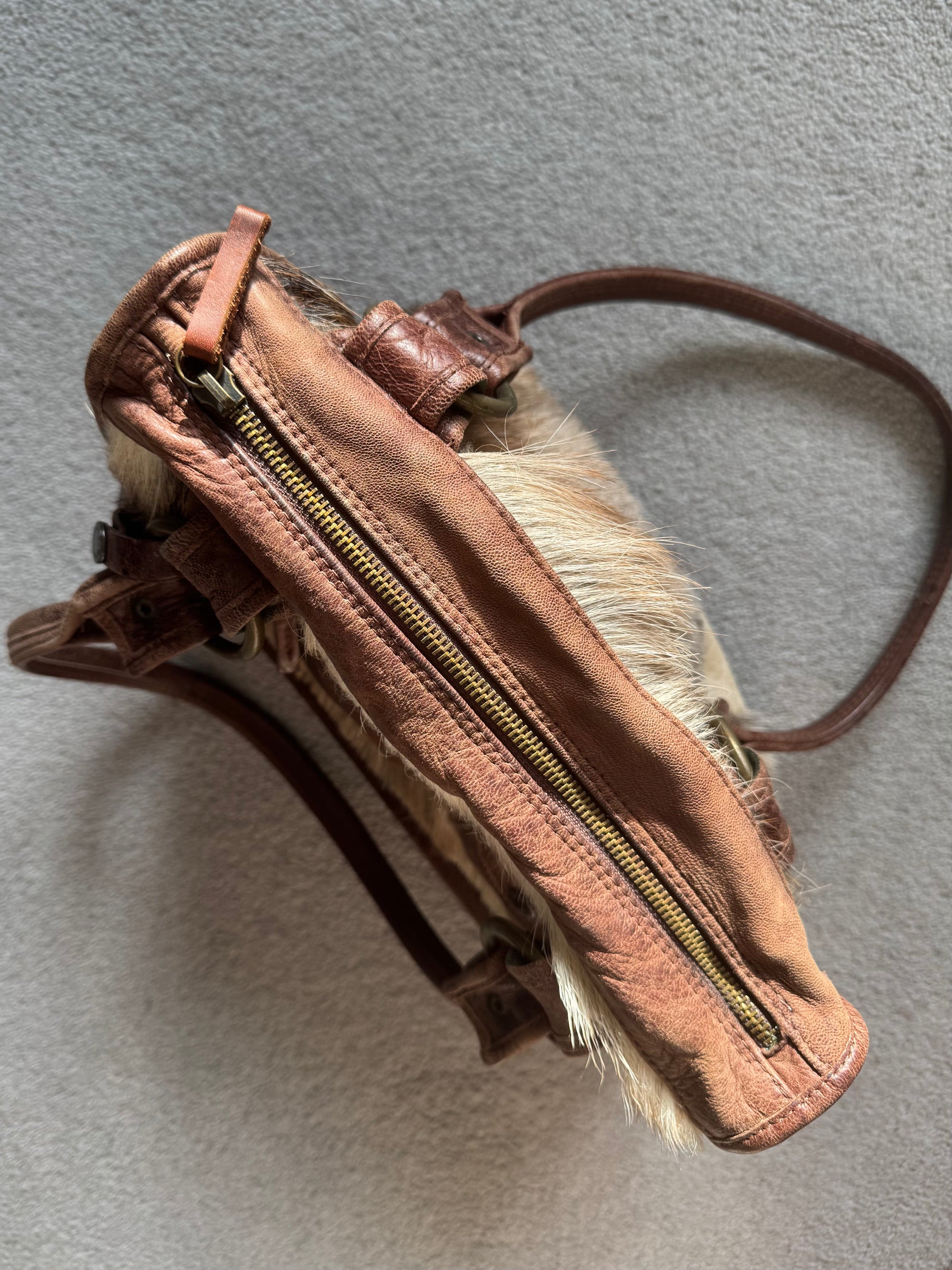 DOLCE AND GABBANA 00s PONY HAIR LEATHER BAG