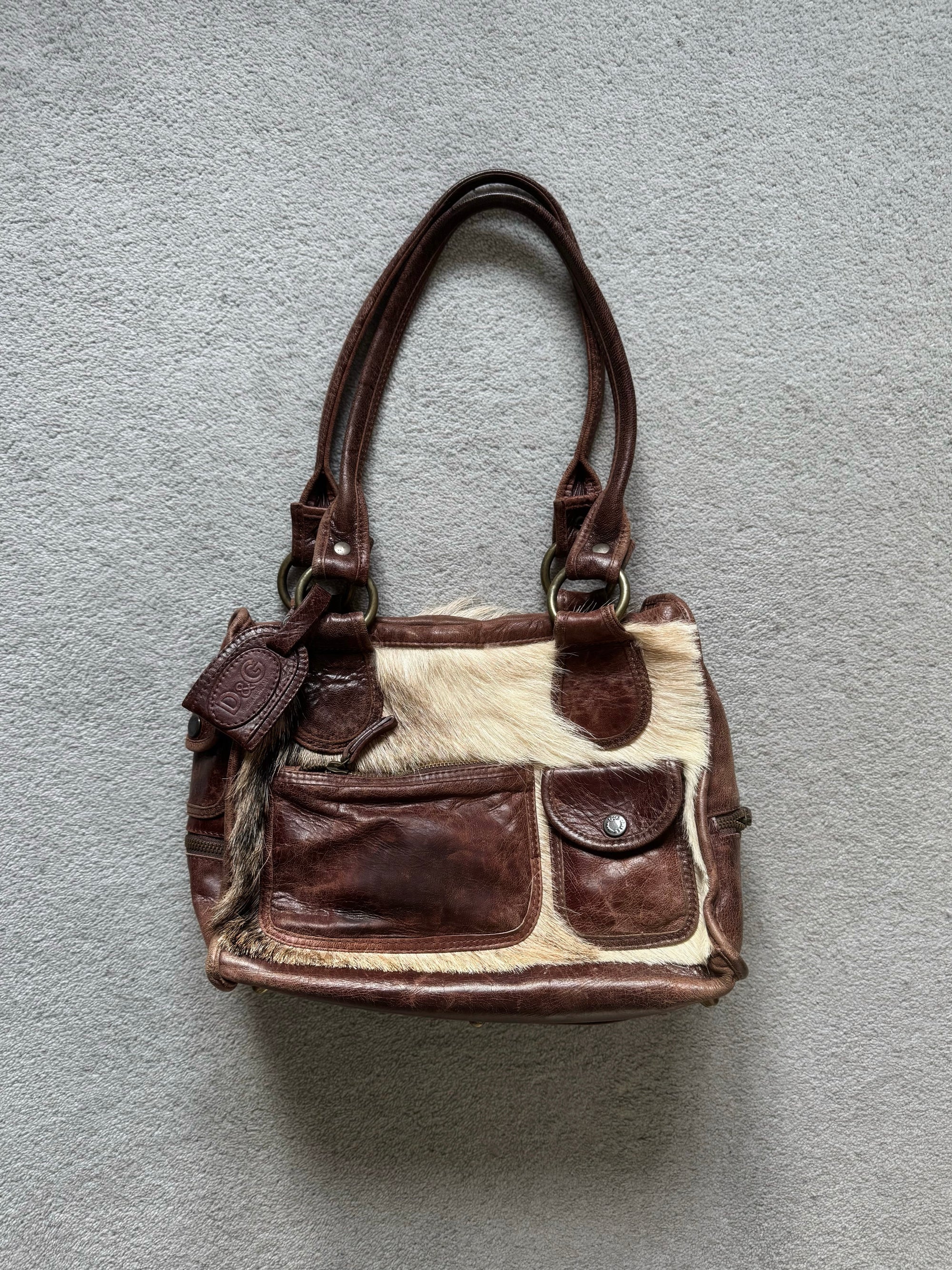 DOLCE AND GABBANA 00s PONY HAIR LEATHER BAG