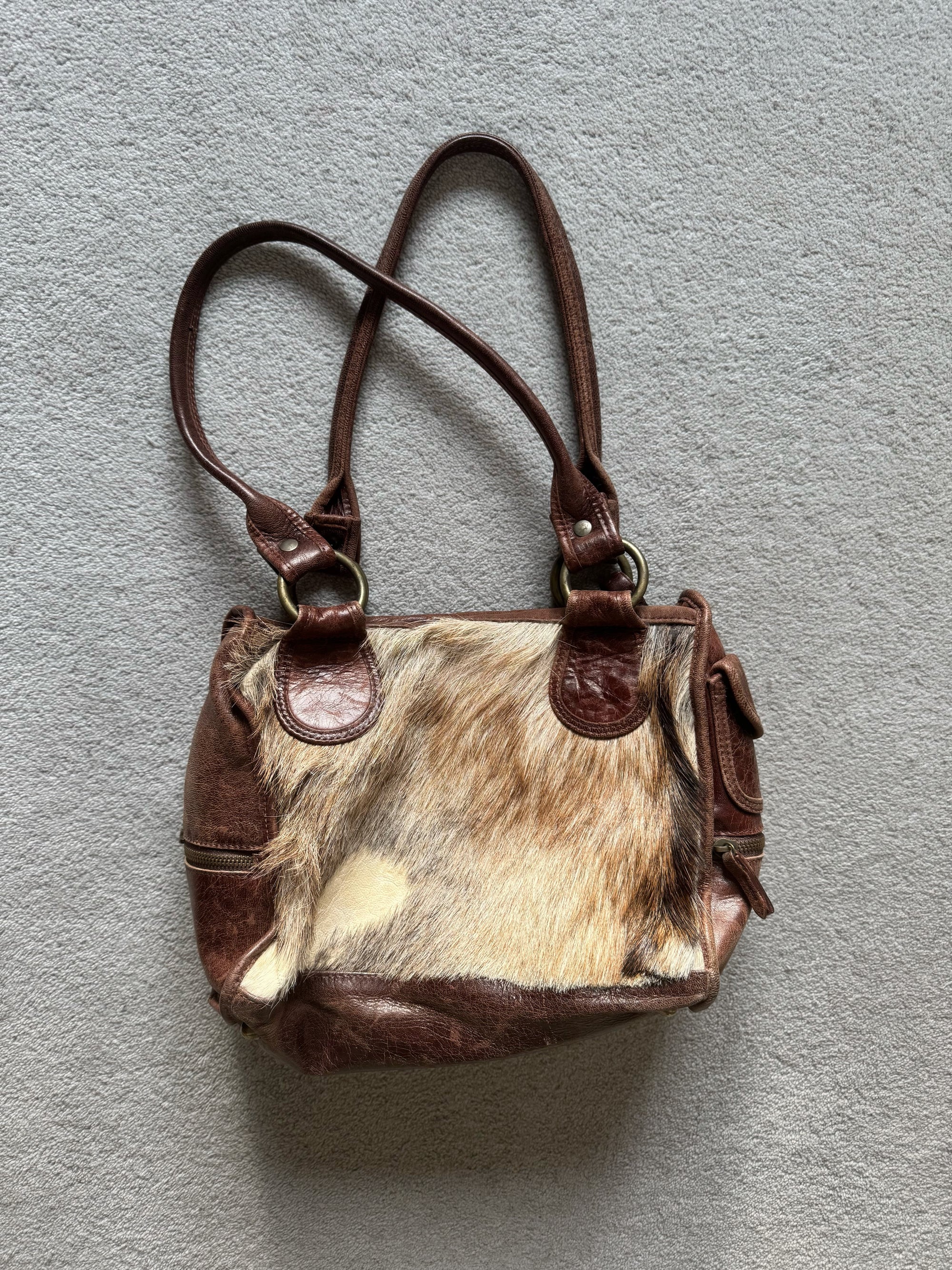 DOLCE AND GABBANA 00s PONY HAIR LEATHER BAG