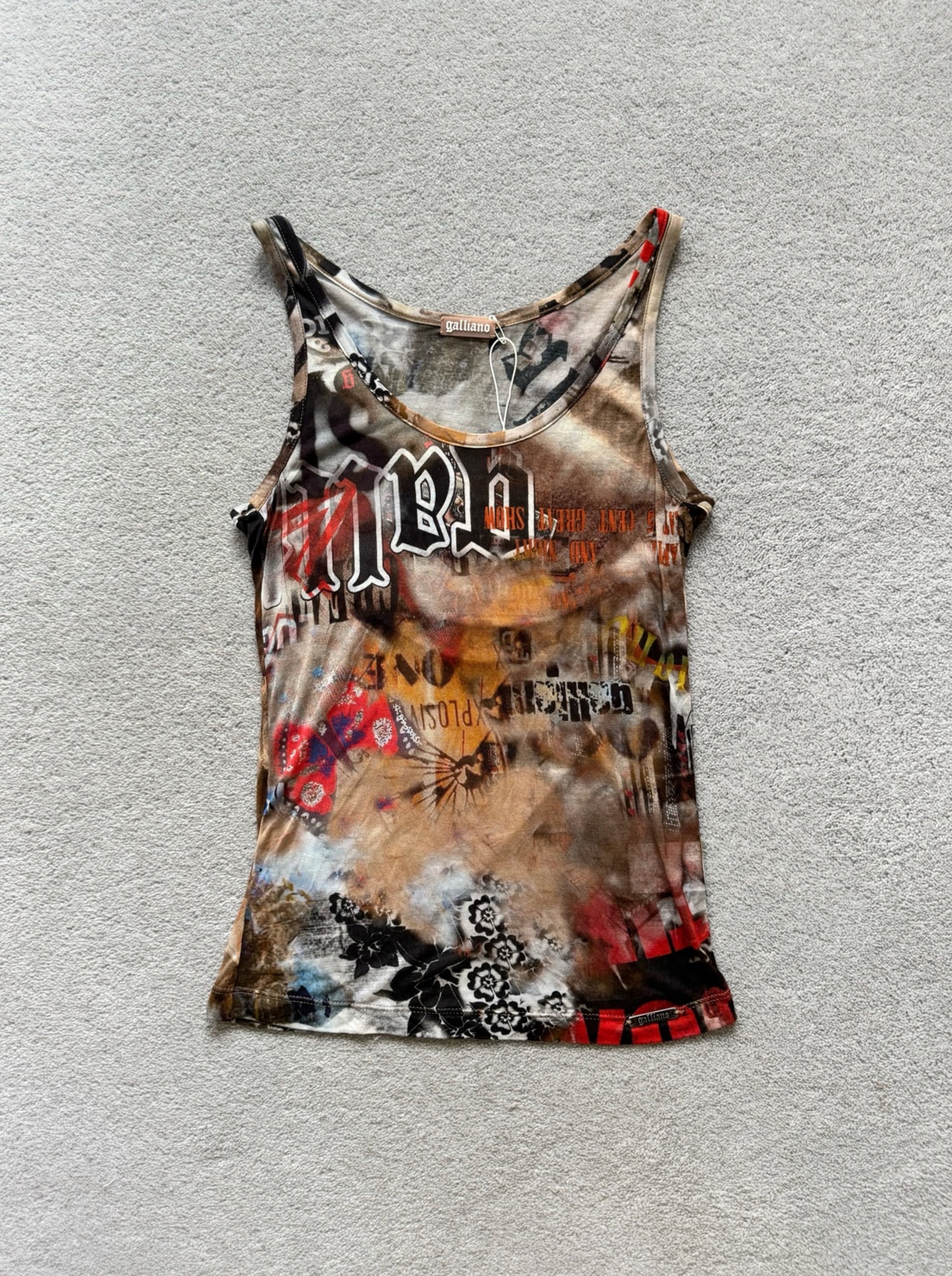 GALLIANO 00s BUTTERFLY PRINT TANK TOP