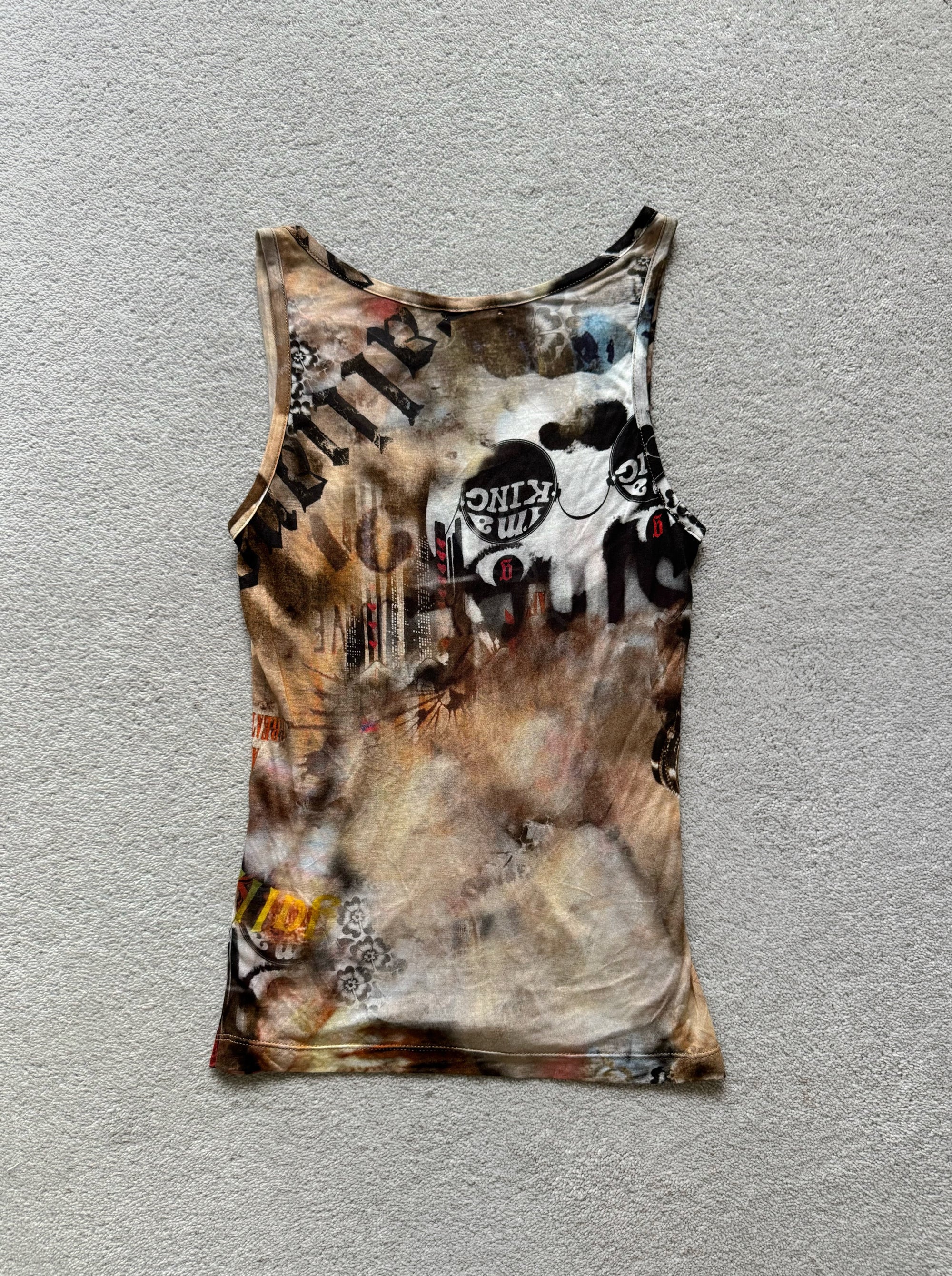 GALLIANO 00s BUTTERFLY PRINT TANK TOP