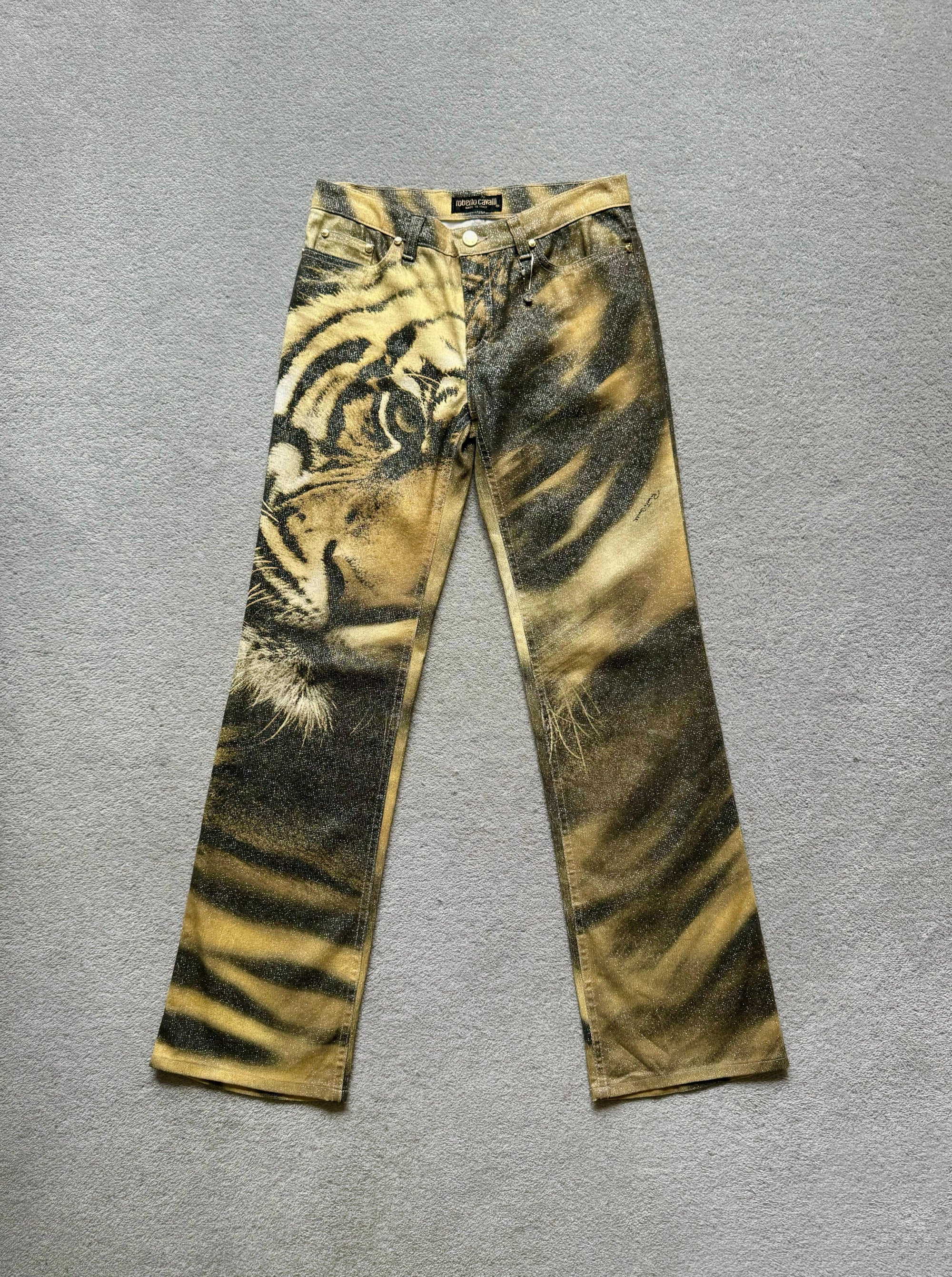 ROBERTO CAVALLI F/W 2000 GLITTER TIGER PANTS