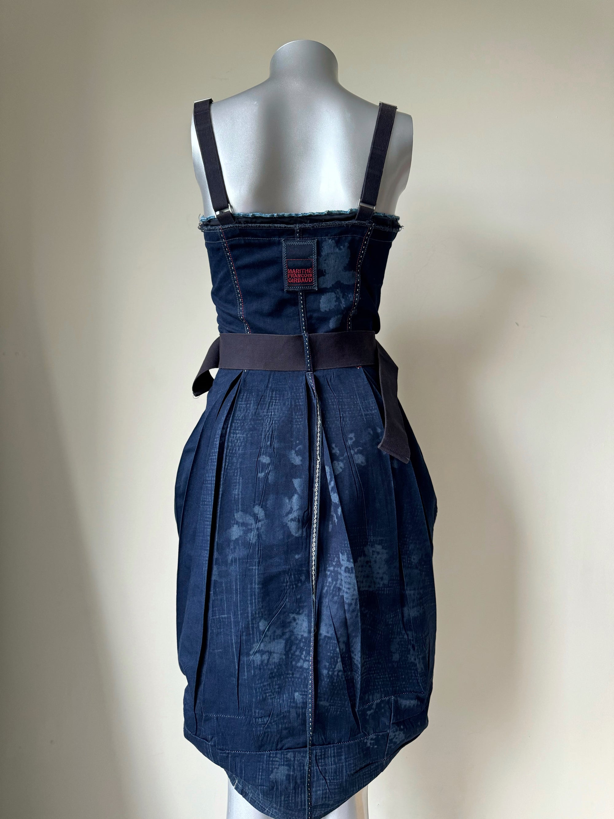 MARITHE FRANCOIS GIRBAUD BLUE PRINT BALLOON DRESS