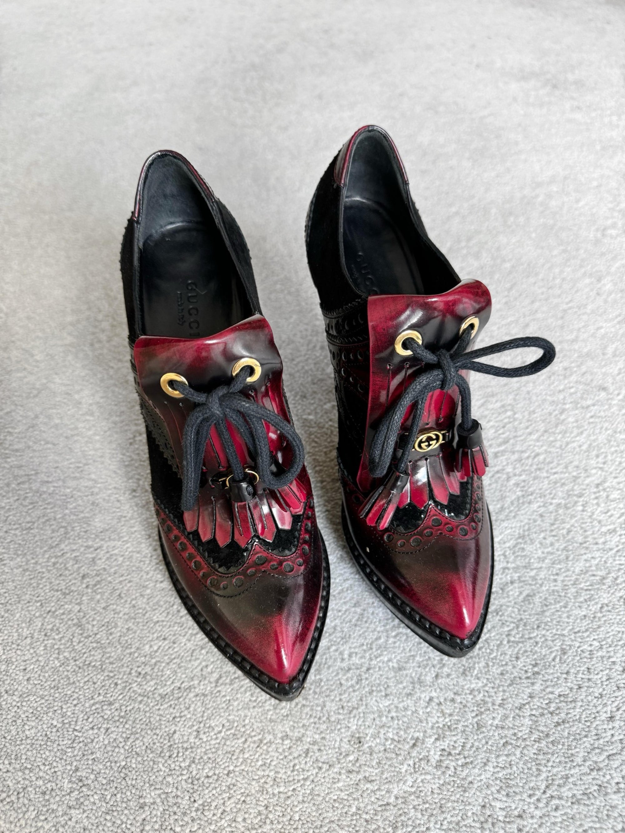 GUCCI WIMBLEDON BROGUE ANKLE HEELS