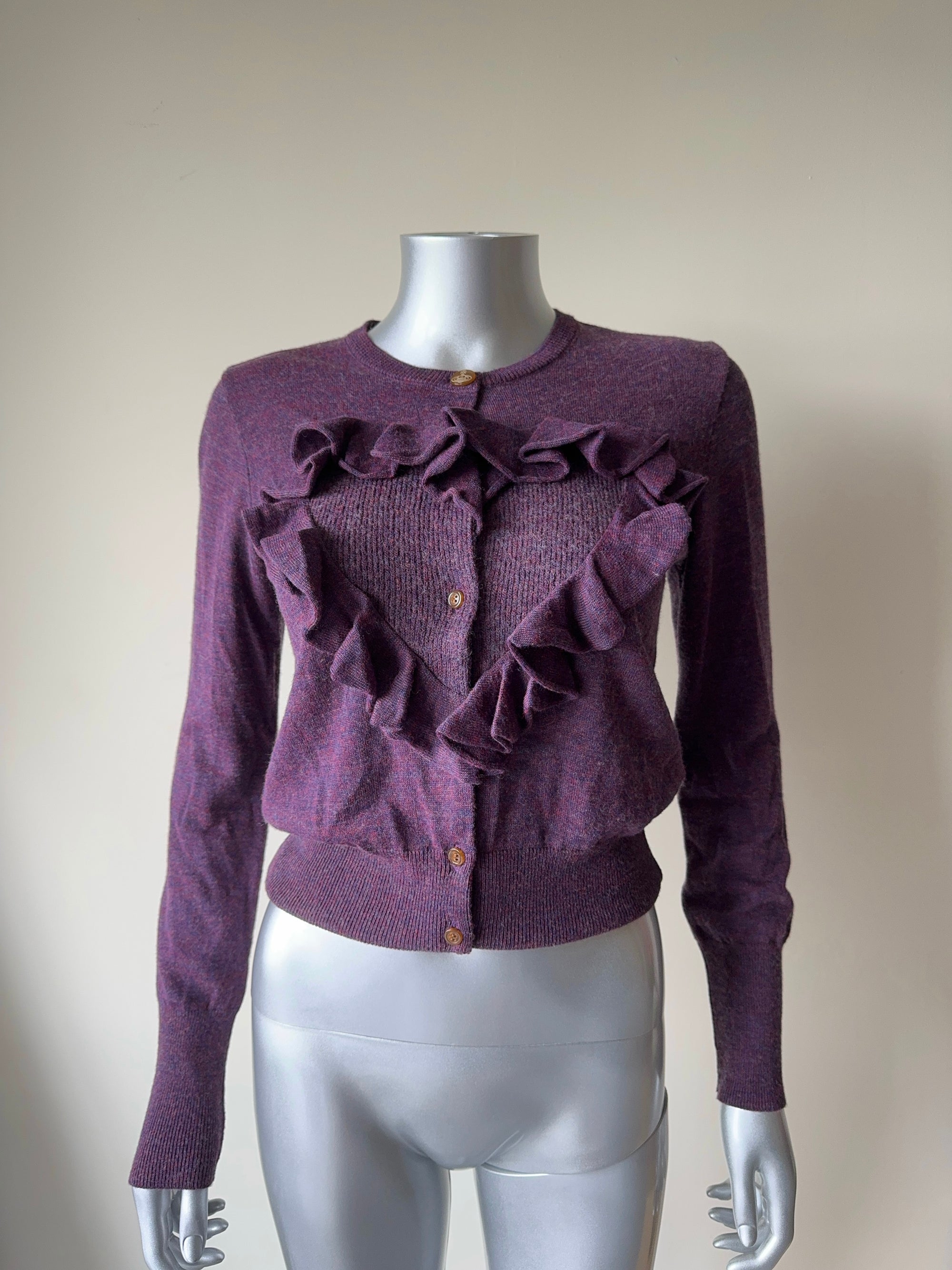 VIVIENNE WESTWOOD HEART RUFFLE KNIT CARDIGAN