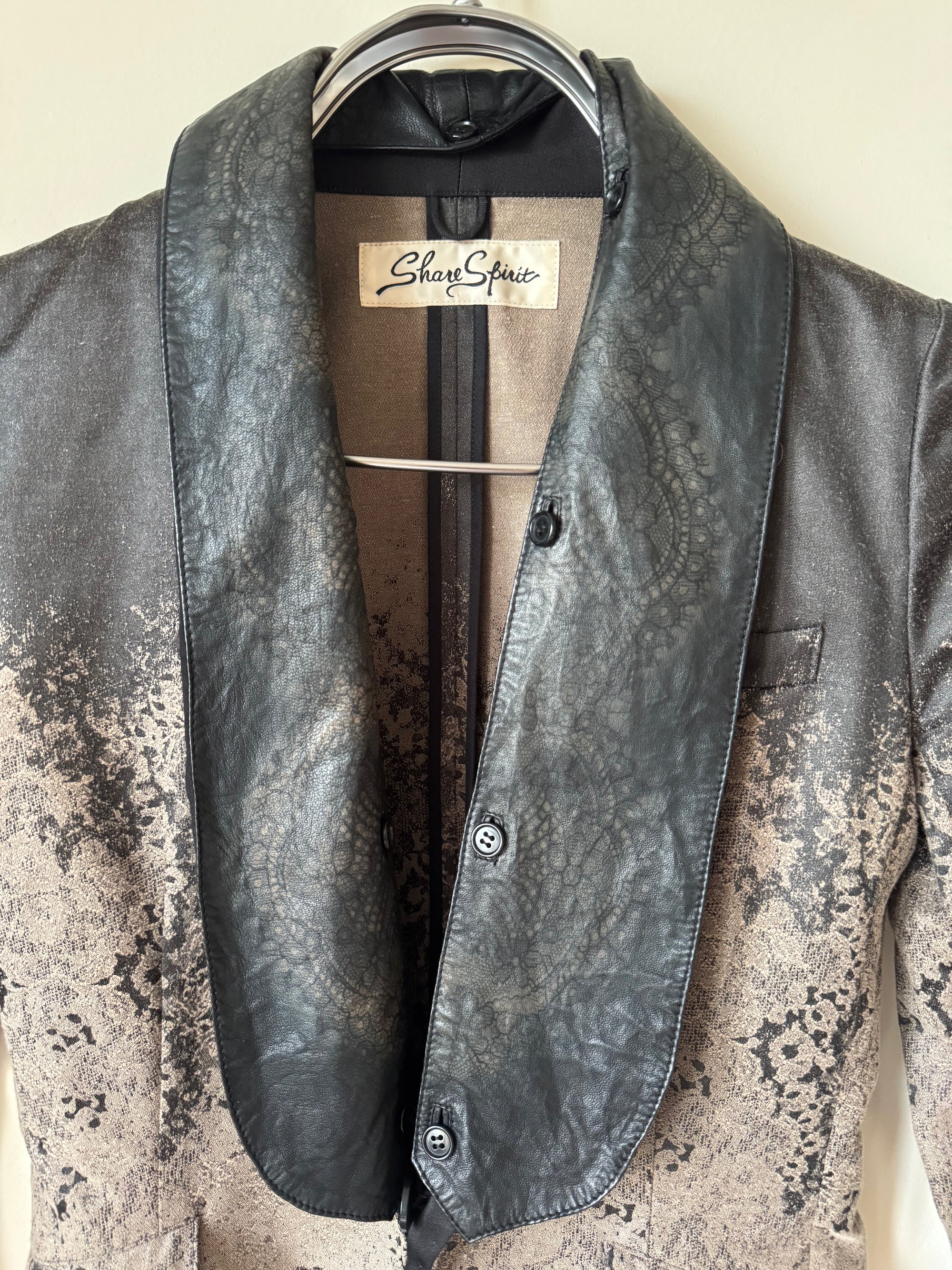 SHARE SPIRIT 00s GENUINE LAMBSKIN LEATHER JACKET WITH SILK ACCENTS