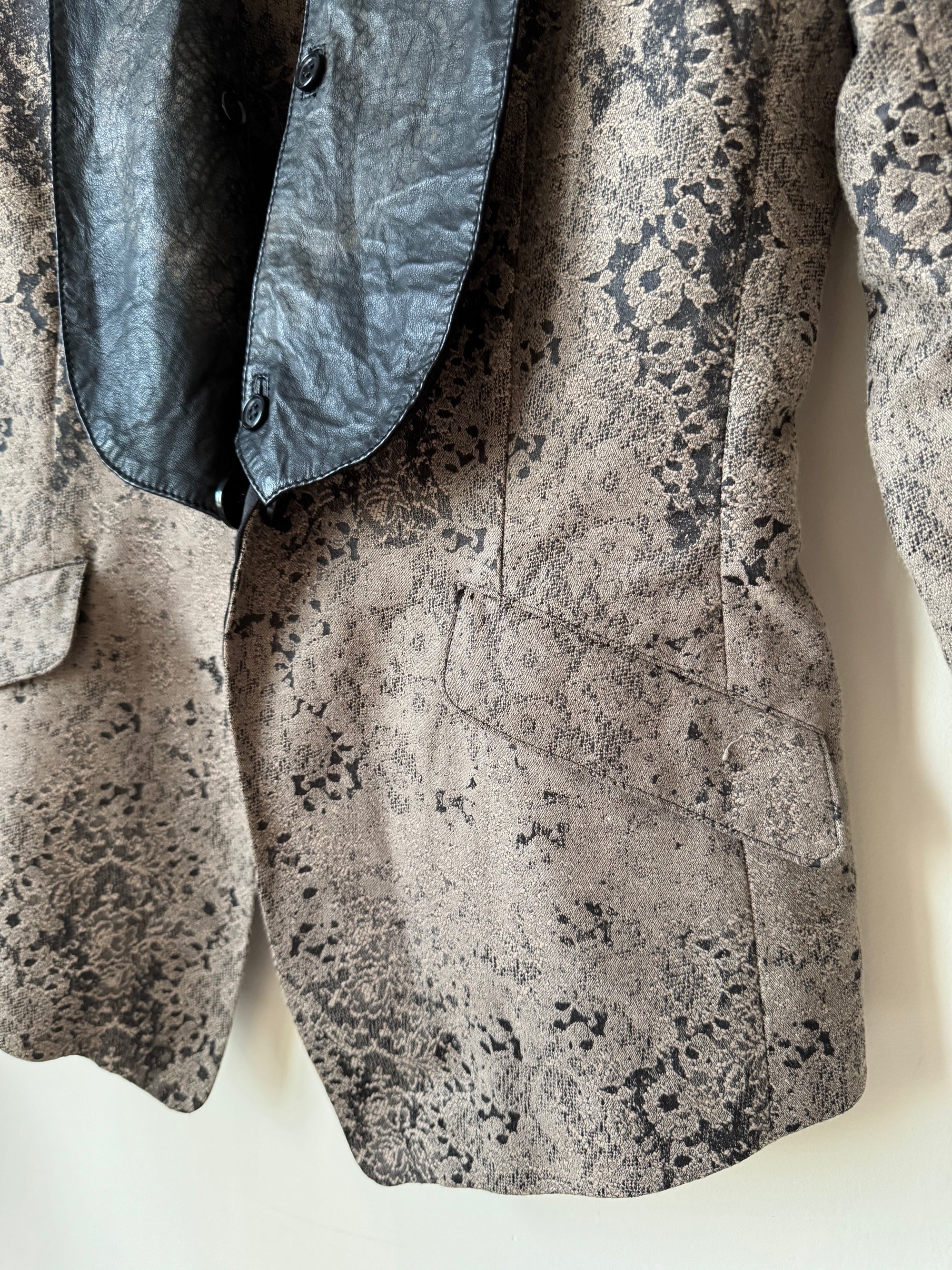 SHARE SPIRIT 00s GENUINE LAMBSKIN LEATHER JACKET WITH SILK ACCENTS