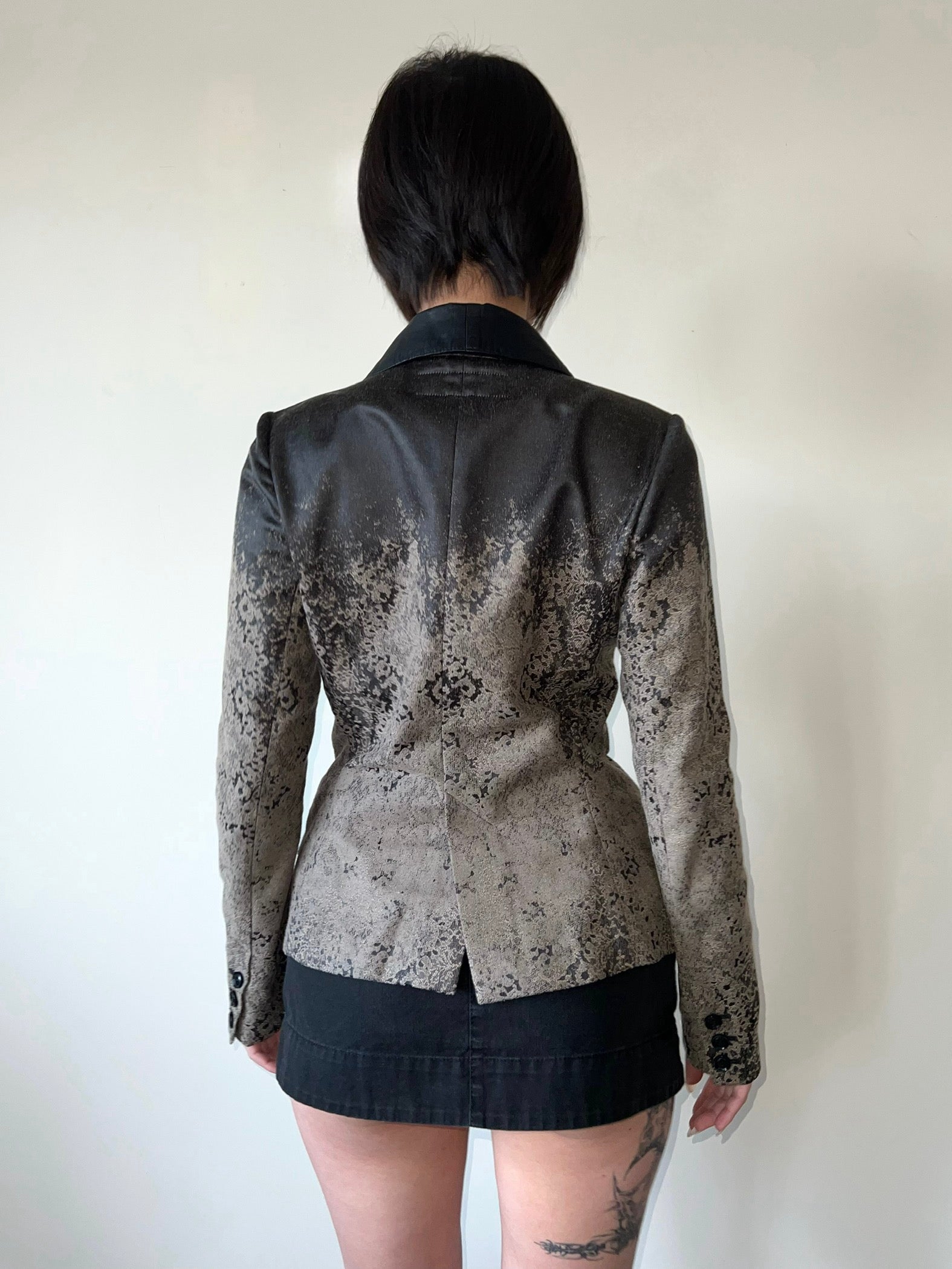 SHARE SPIRIT 00s GENUINE LAMBSKIN LEATHER JACKET WITH SILK ACCENTS